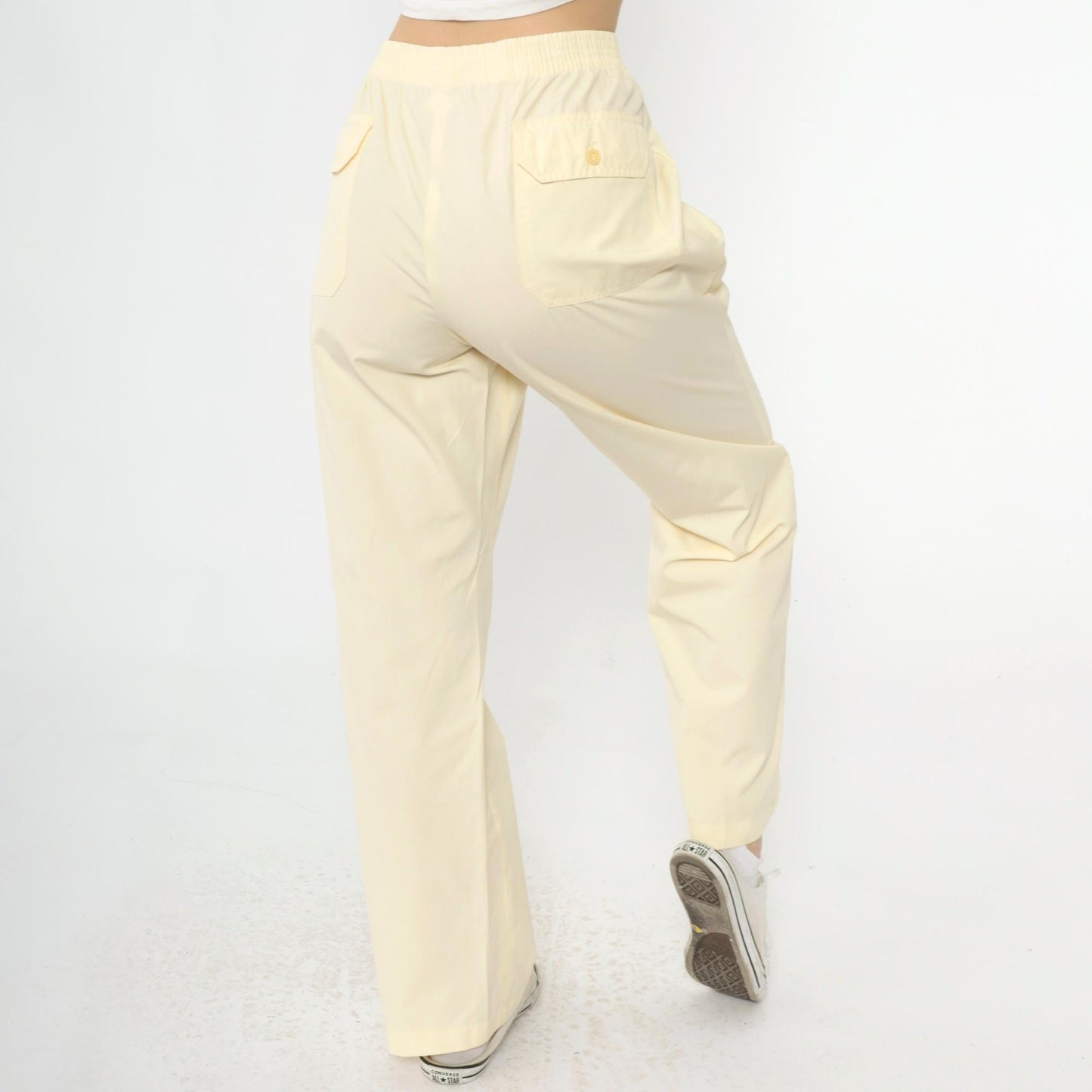 80s McGregor Yellow Straight Leg Trousers High Waist Elastic Men's Medium