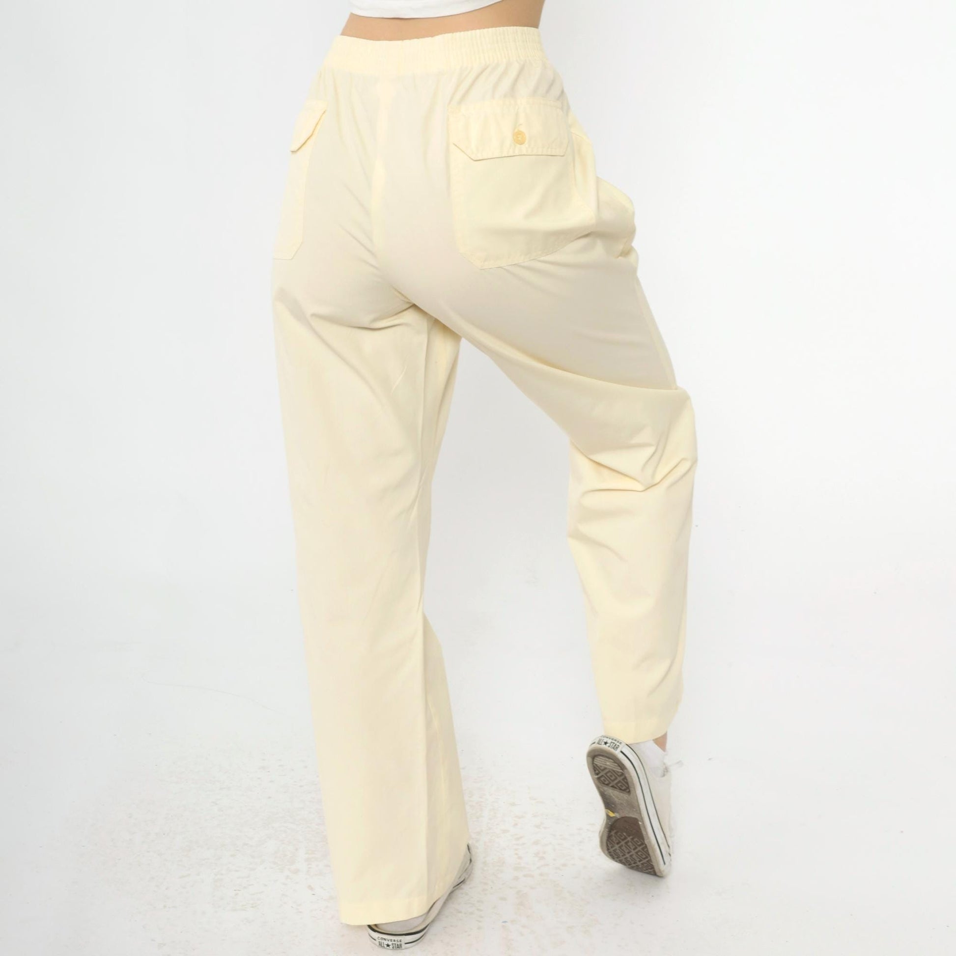 80s McGregor Yellow Straight Leg Trousers High Waist Elastic Men's Medium