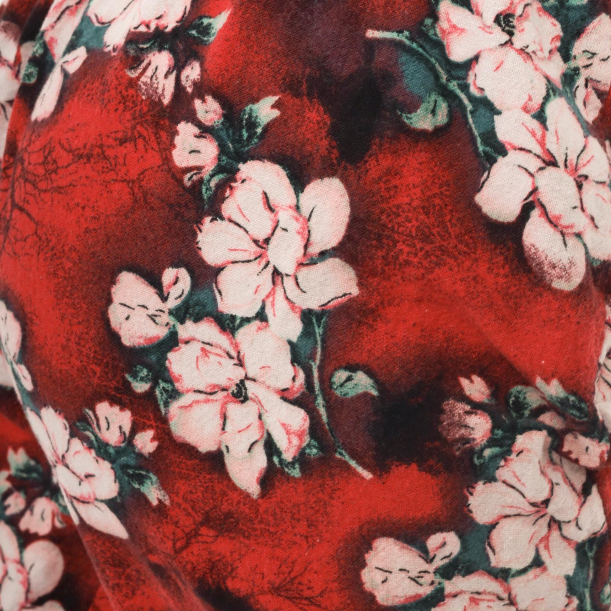 90s Red Floral Bermuda Shorts High Waist Elastic Wide Leg Extra Small