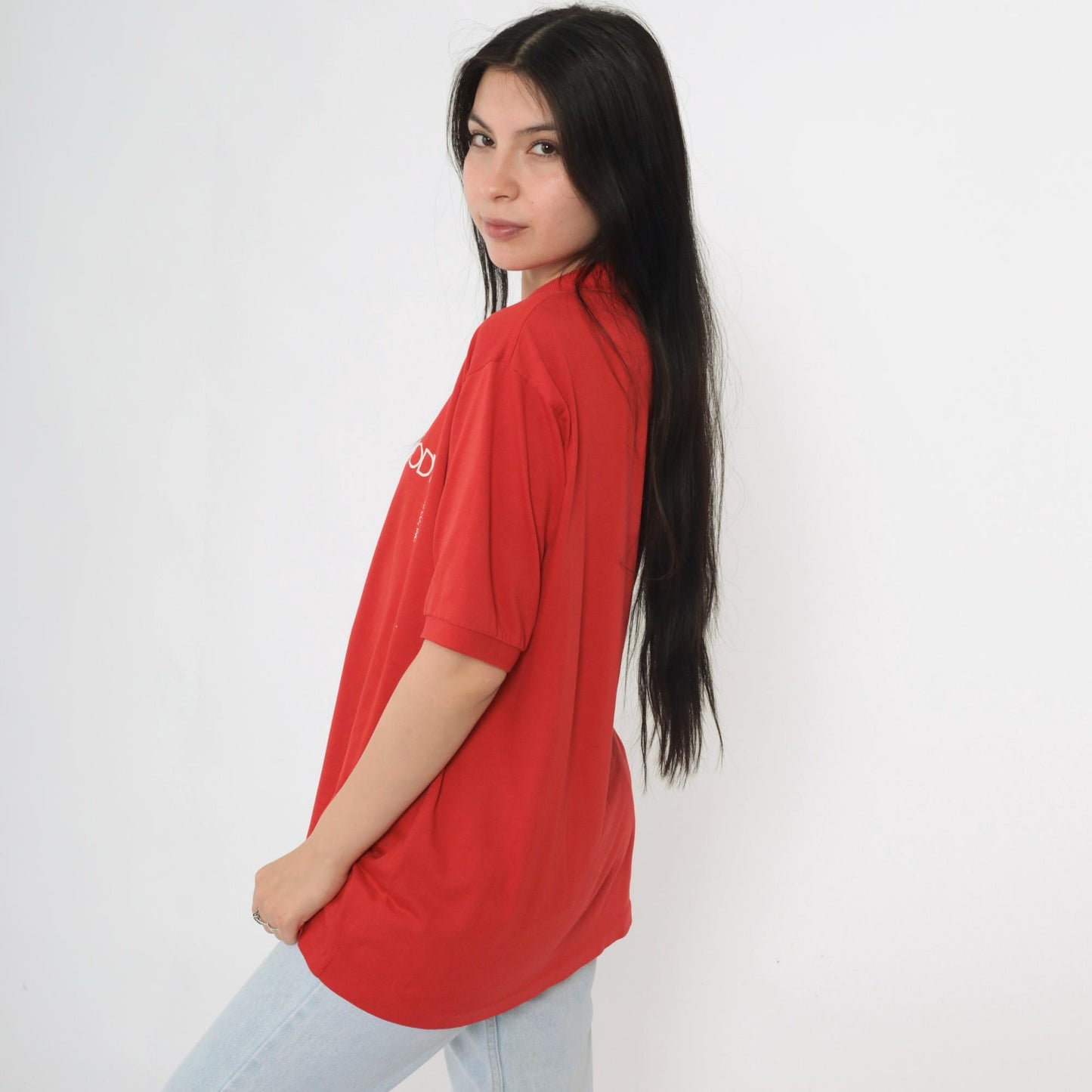 90s Hanes Brody Print Co Logo Polo Shirt Red Extra Large XL