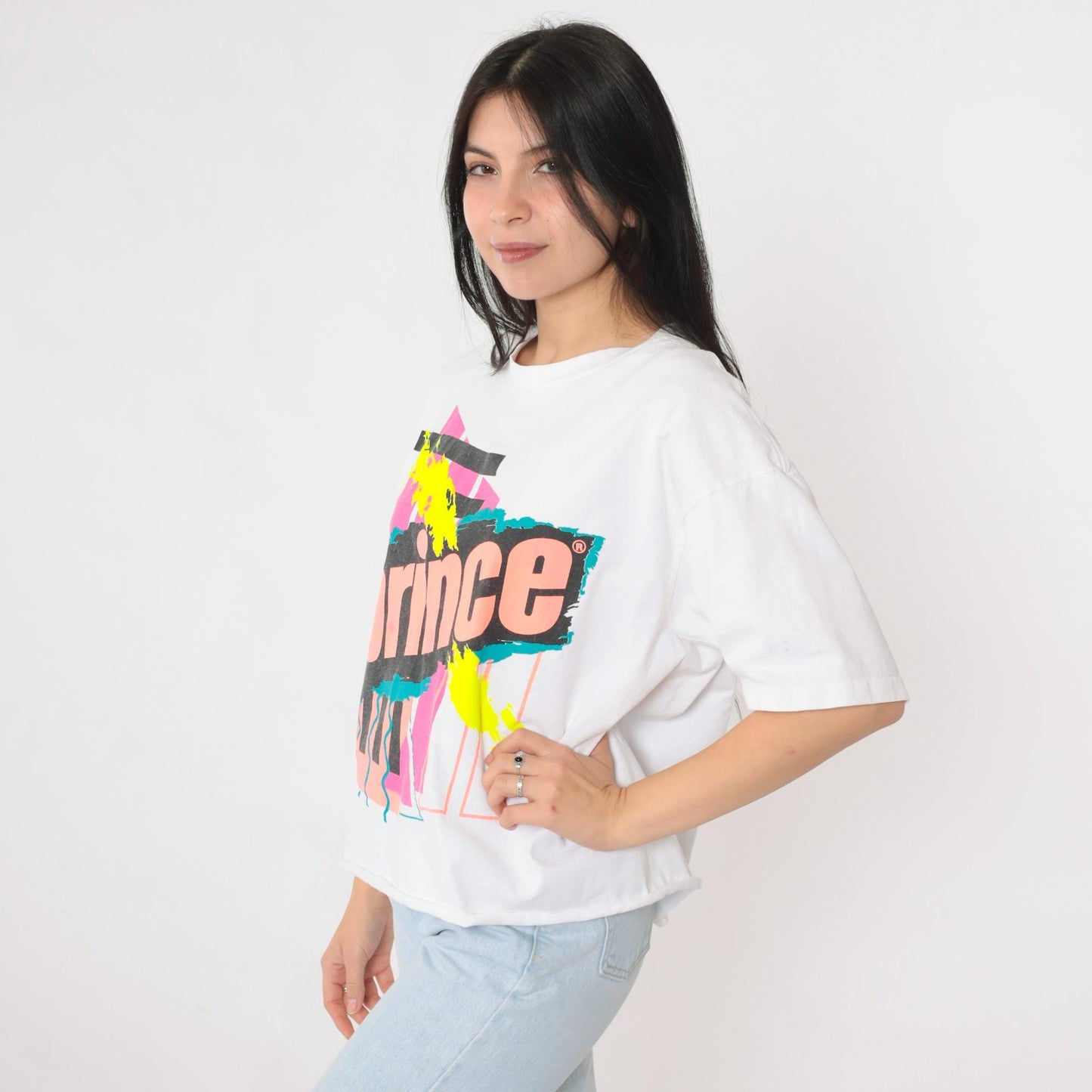 90s Prince Tennis Graphic T-Shirt White Cotton Large