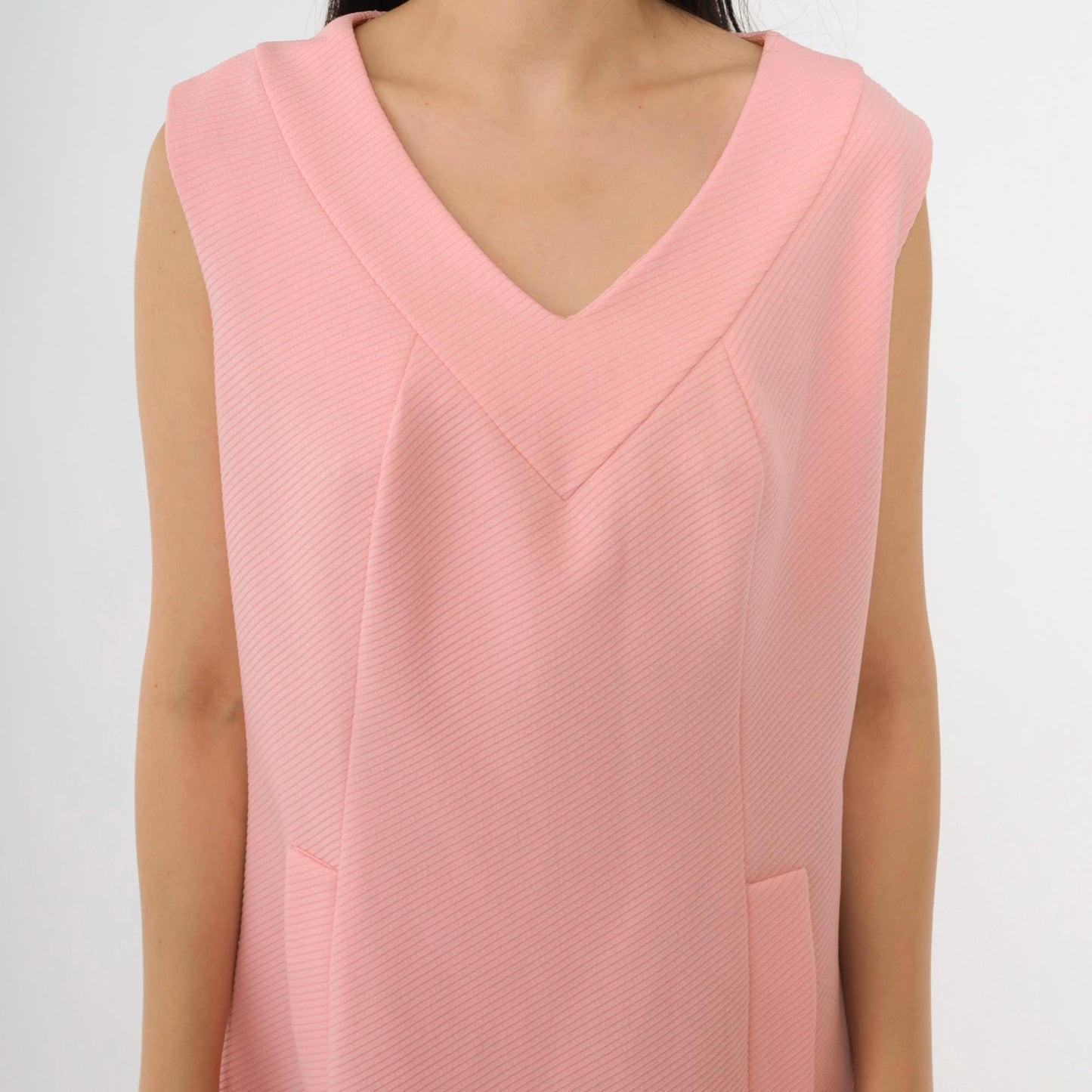 60s Mod Shift Dress Pink Ribbed Knit Sleeveless Mini Medium M