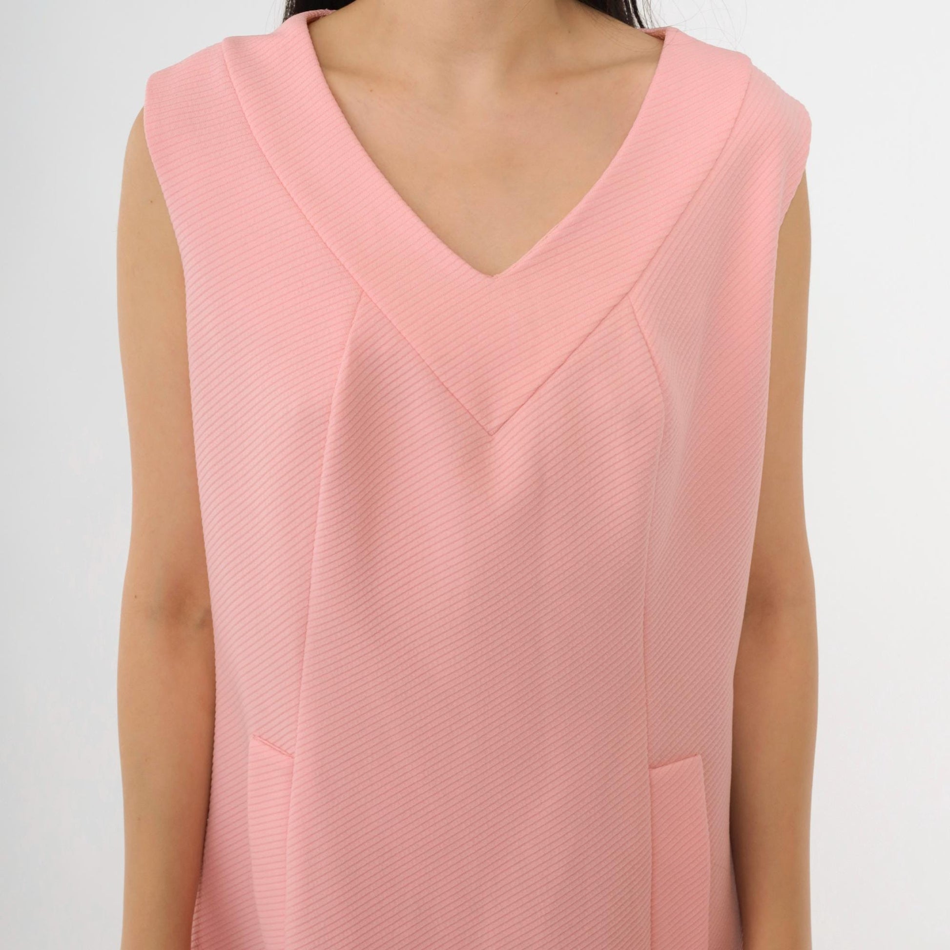 60s Mod Shift Dress Pink Ribbed Knit Sleeveless Mini Medium M