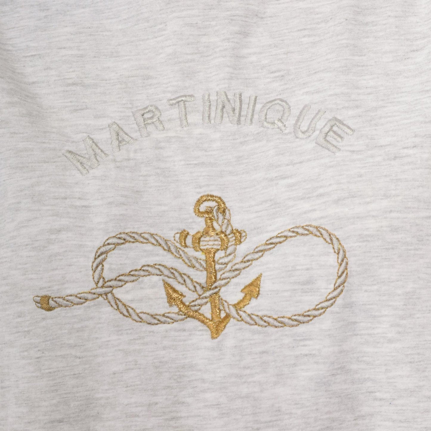 90s Martinique Embroidered Anchor Graphic Tee Grey Crewneck Medium M