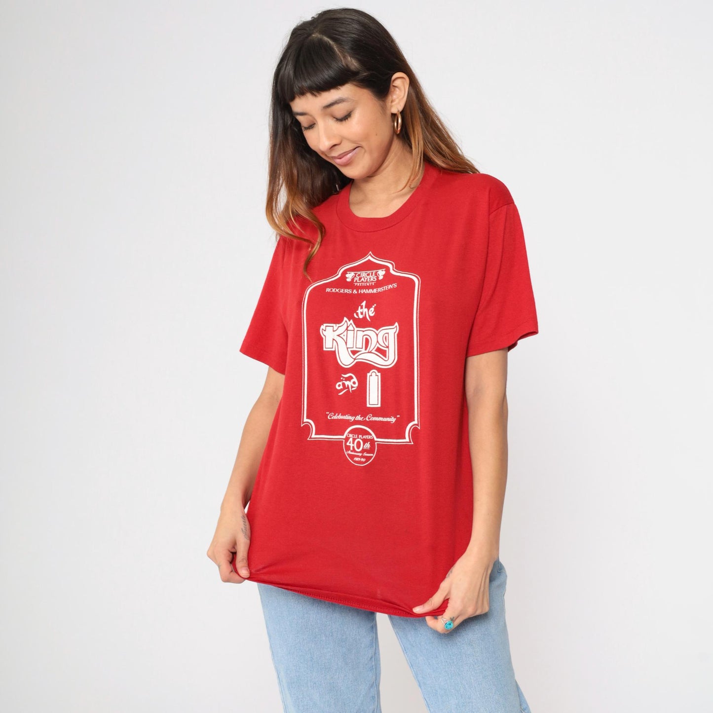 90s The King and I Circle Players Theater Graphic T-Shirt Red Medium