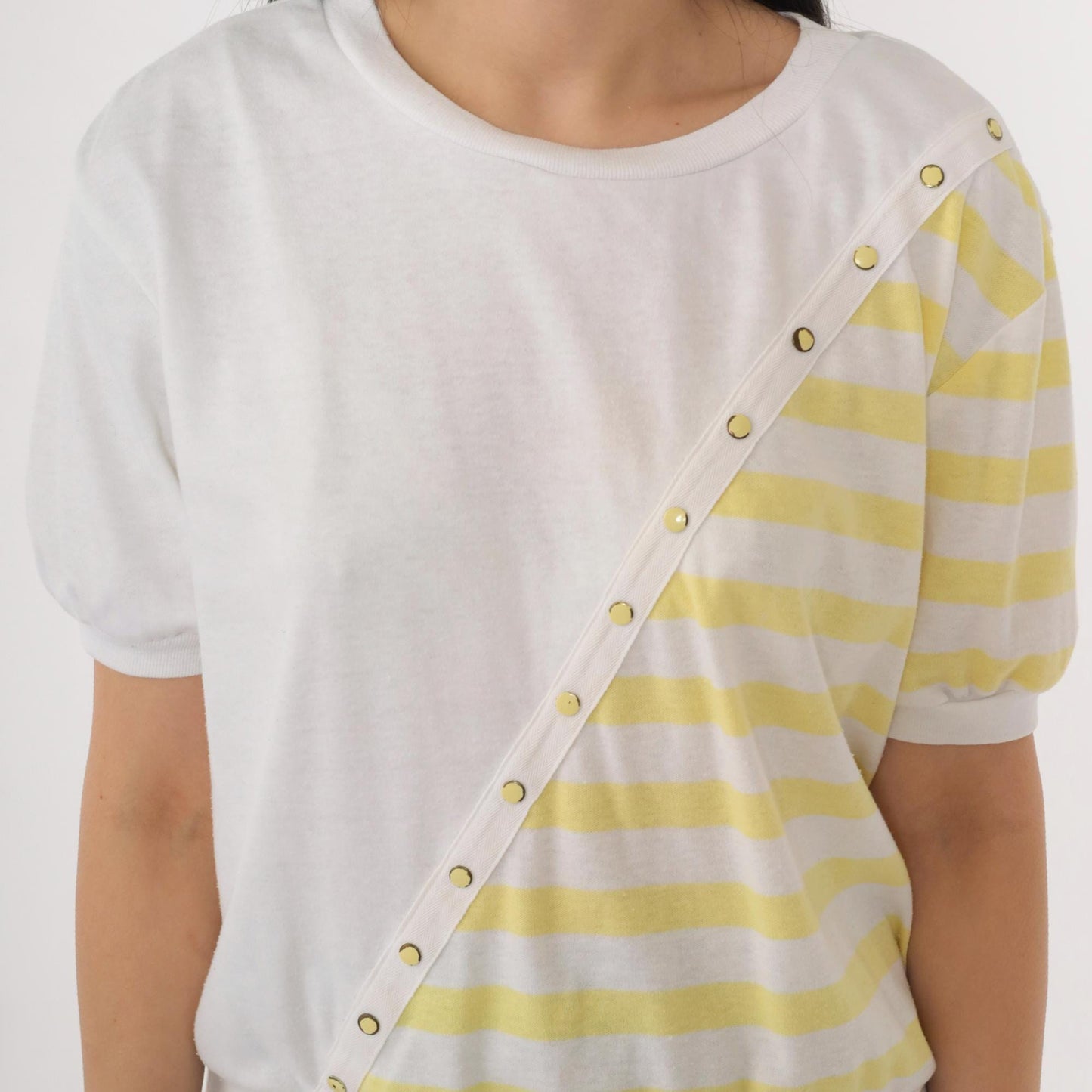 80s White Stag Striped Short Sleeve Shirt Yellow Banded Hem Medium