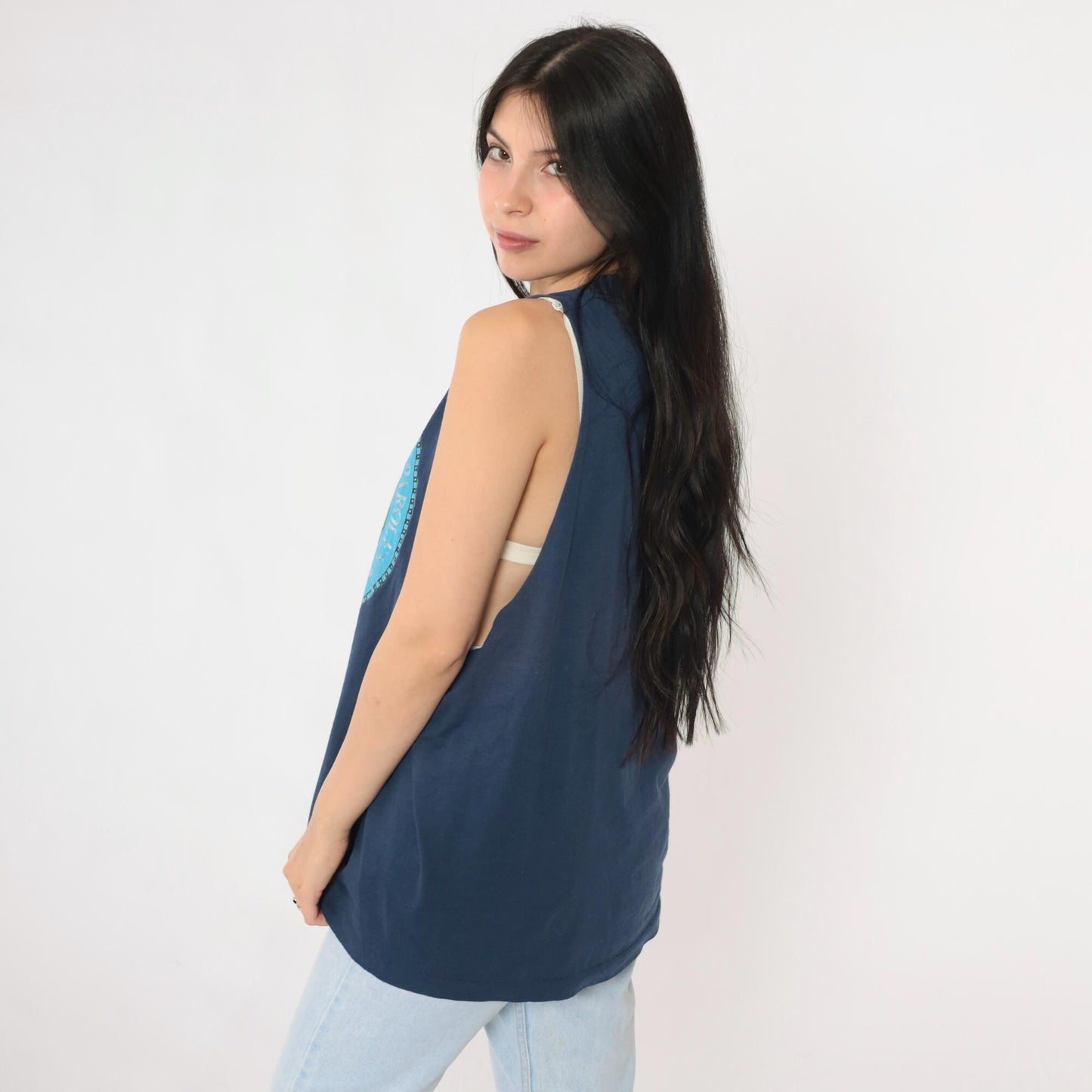 80s Screen Stars Texas Board of Pardons and Paroles Tank Top Blue Medium Large