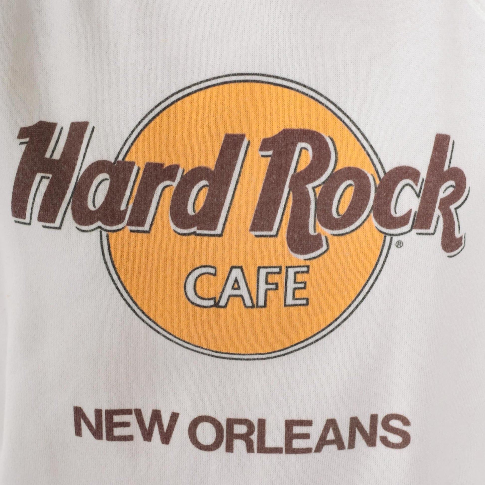 90s Hard Rock Cafe New Orleans Raglan Sweatshirt White Graphic Small
