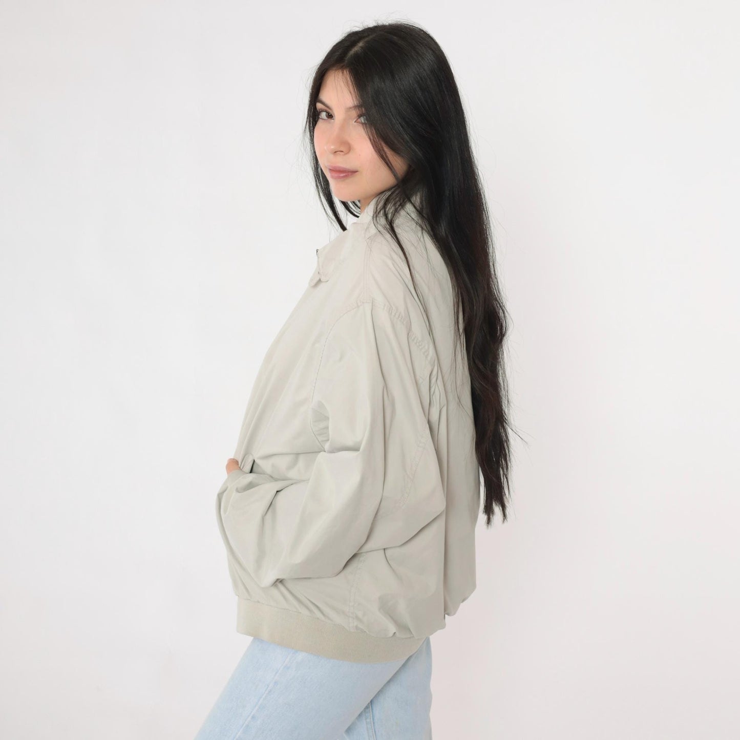 90s Members Only Jacket Grey Bomber Windbreaker Zip Moto Coat Extra Large XL