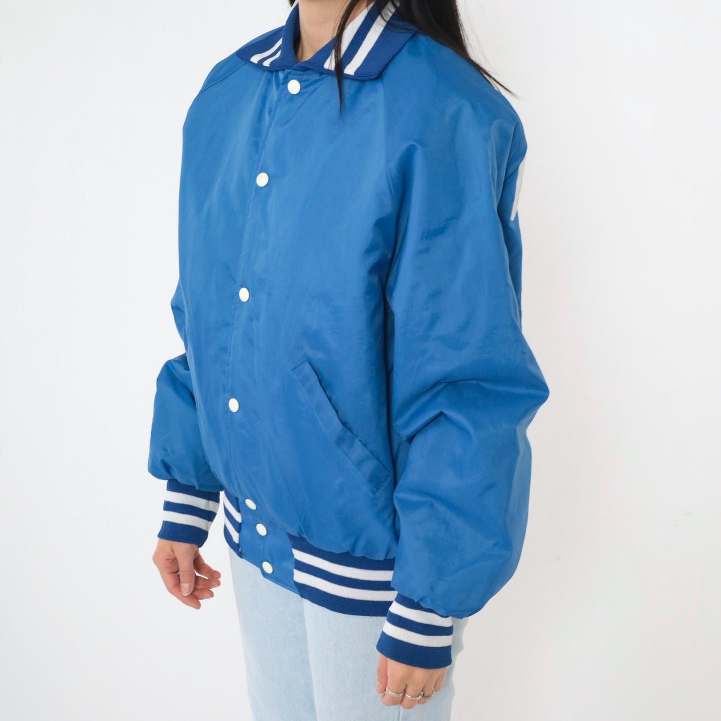 90s Gregory Electric Blue Bomber Jacket Nylon Snap Windbreaker Medium M