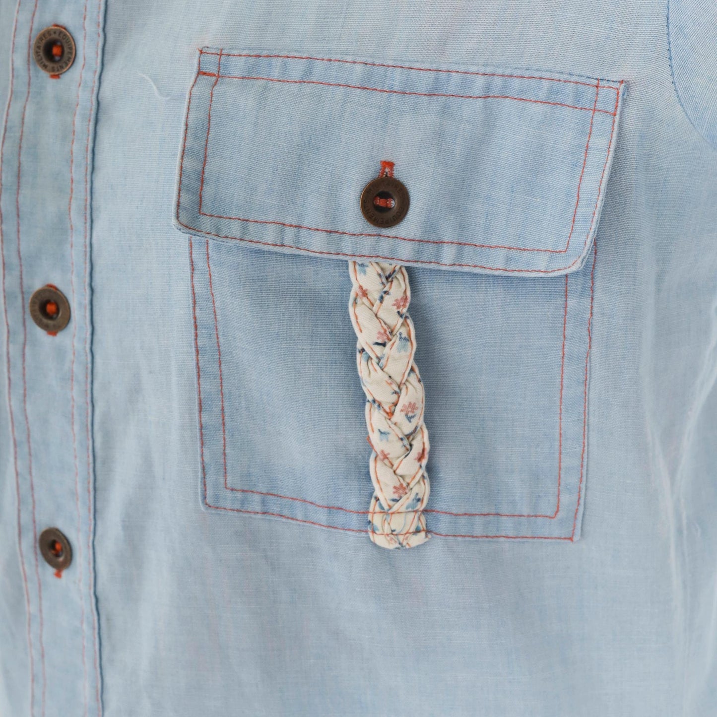 70s Alfie California Chambray Shirt Blue Epaulette Button Up Small