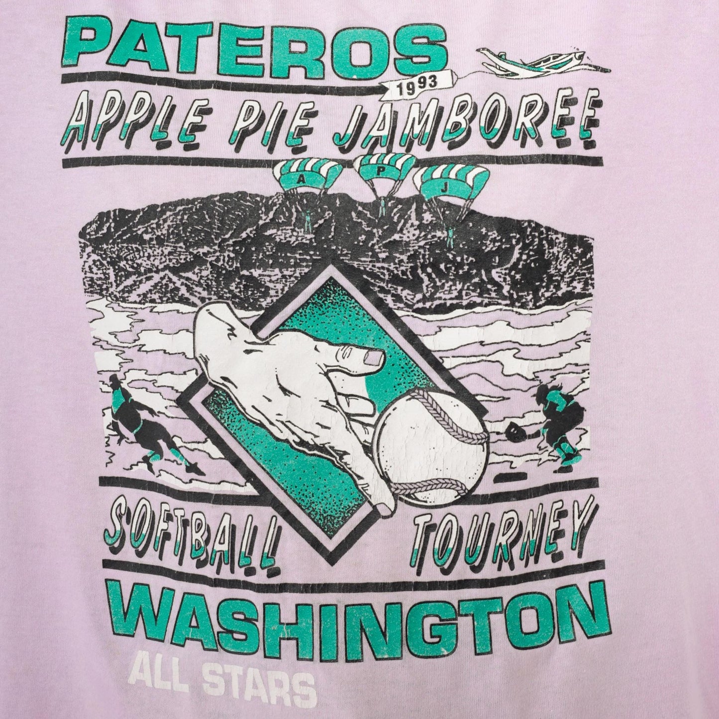 90s Jerzees Pateros Apple Pie Jamboree Softball Tournament T-Shirt Lavender Large L