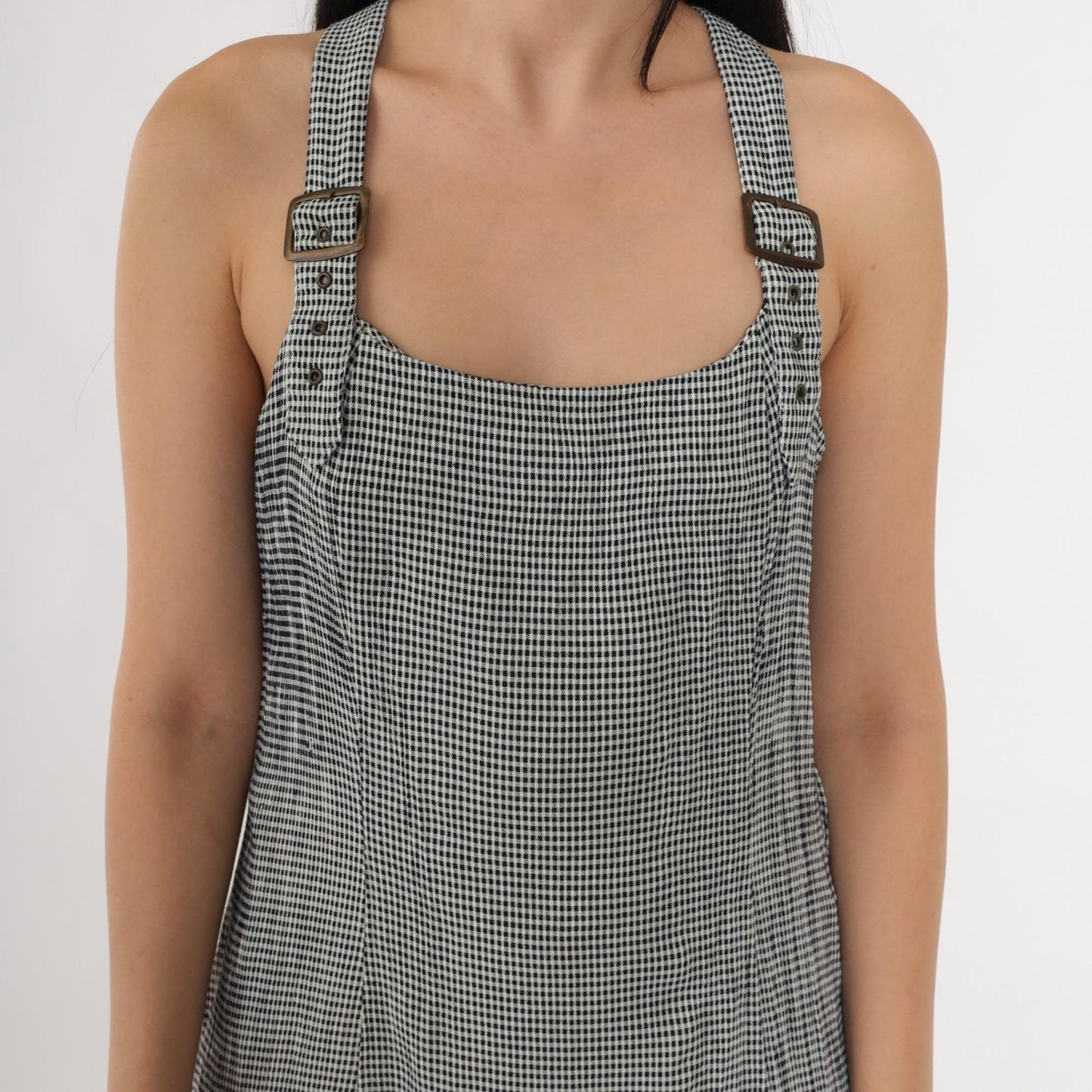 90s Express Black Gingham Mini Dress Racerback Sleeveless Small