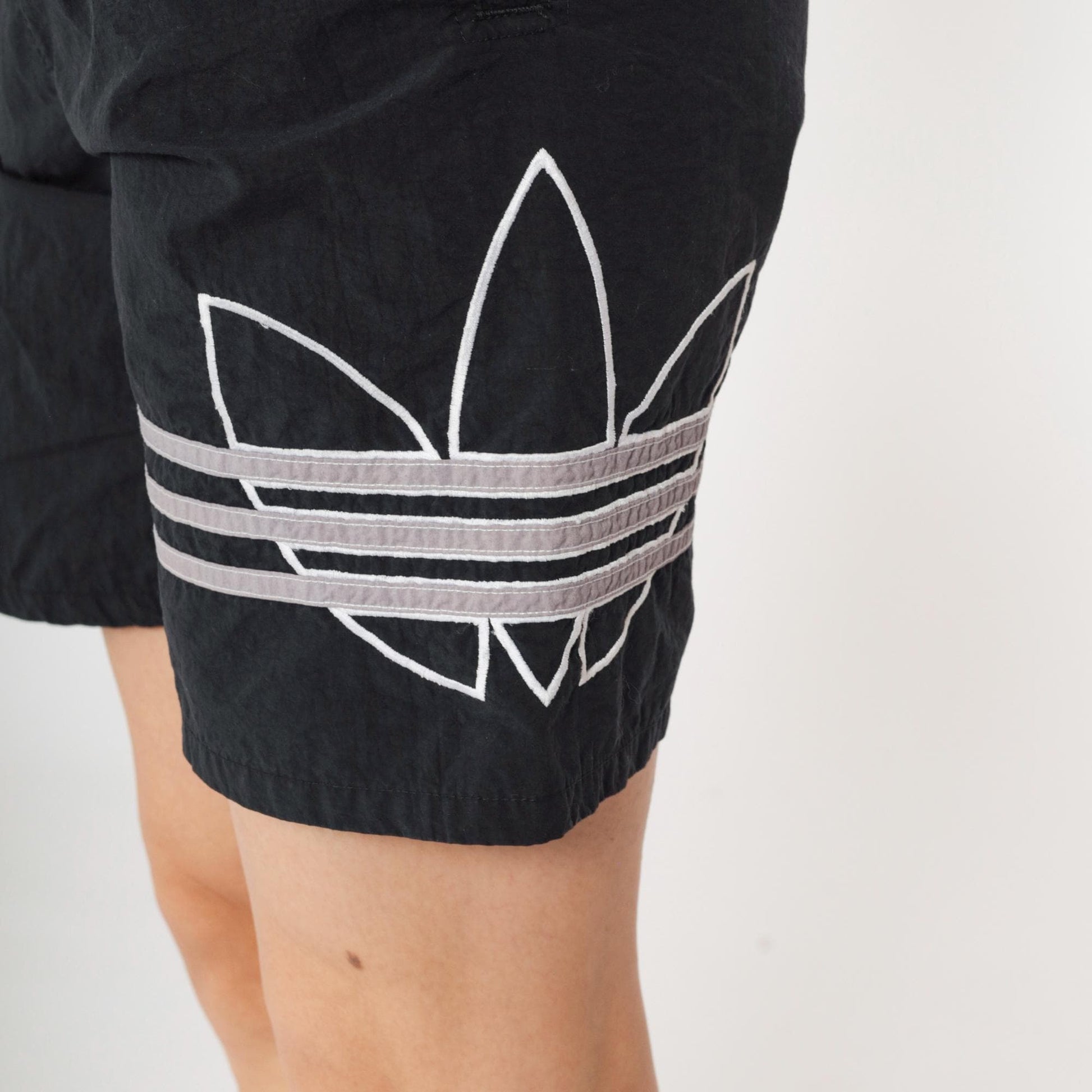 90s Adidas Black Nylon Shorts Trefoil Logo Athletic Small S