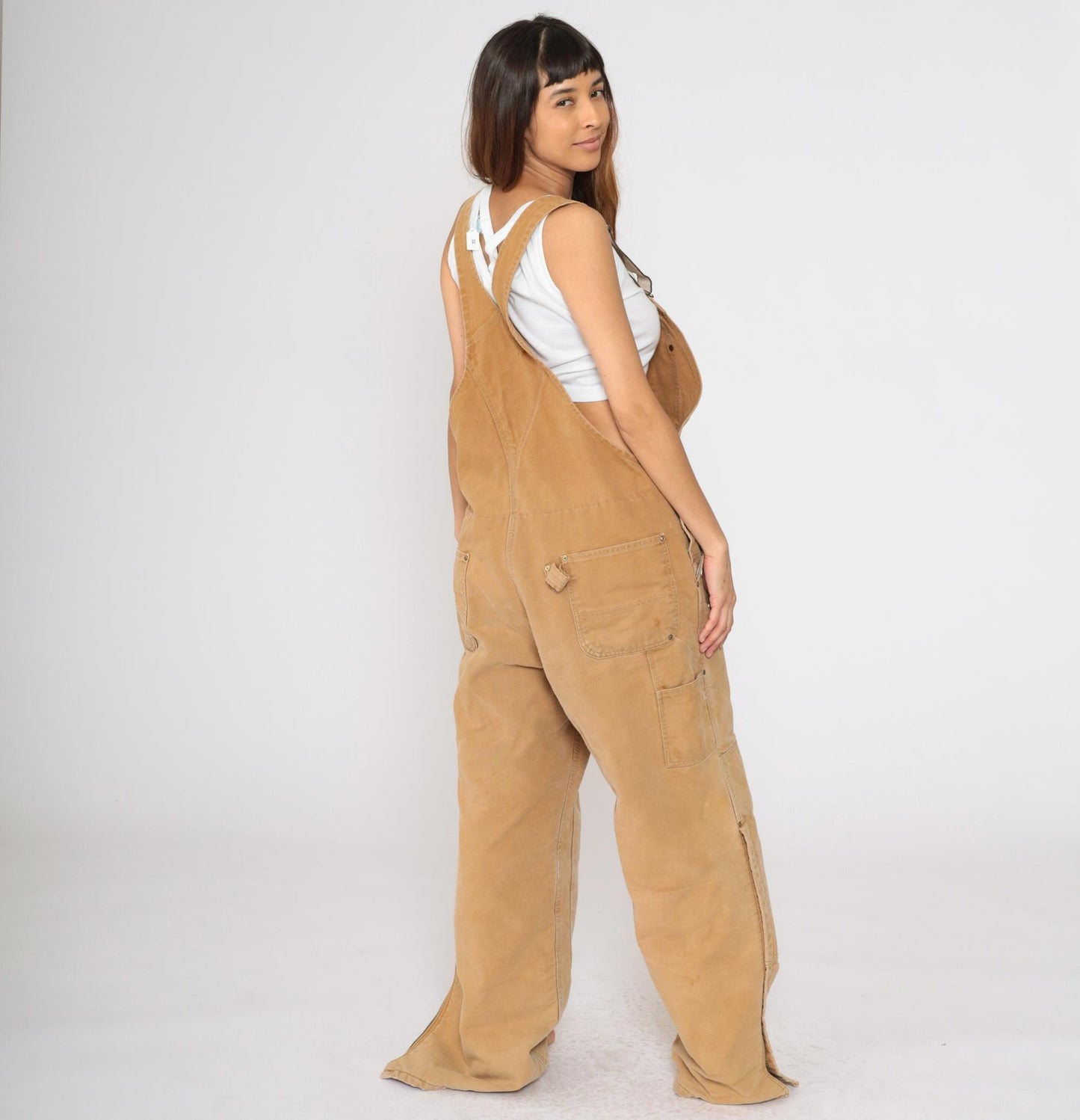 90s Carhartt Insulated Overalls Brown Double Front Workwear 42x32