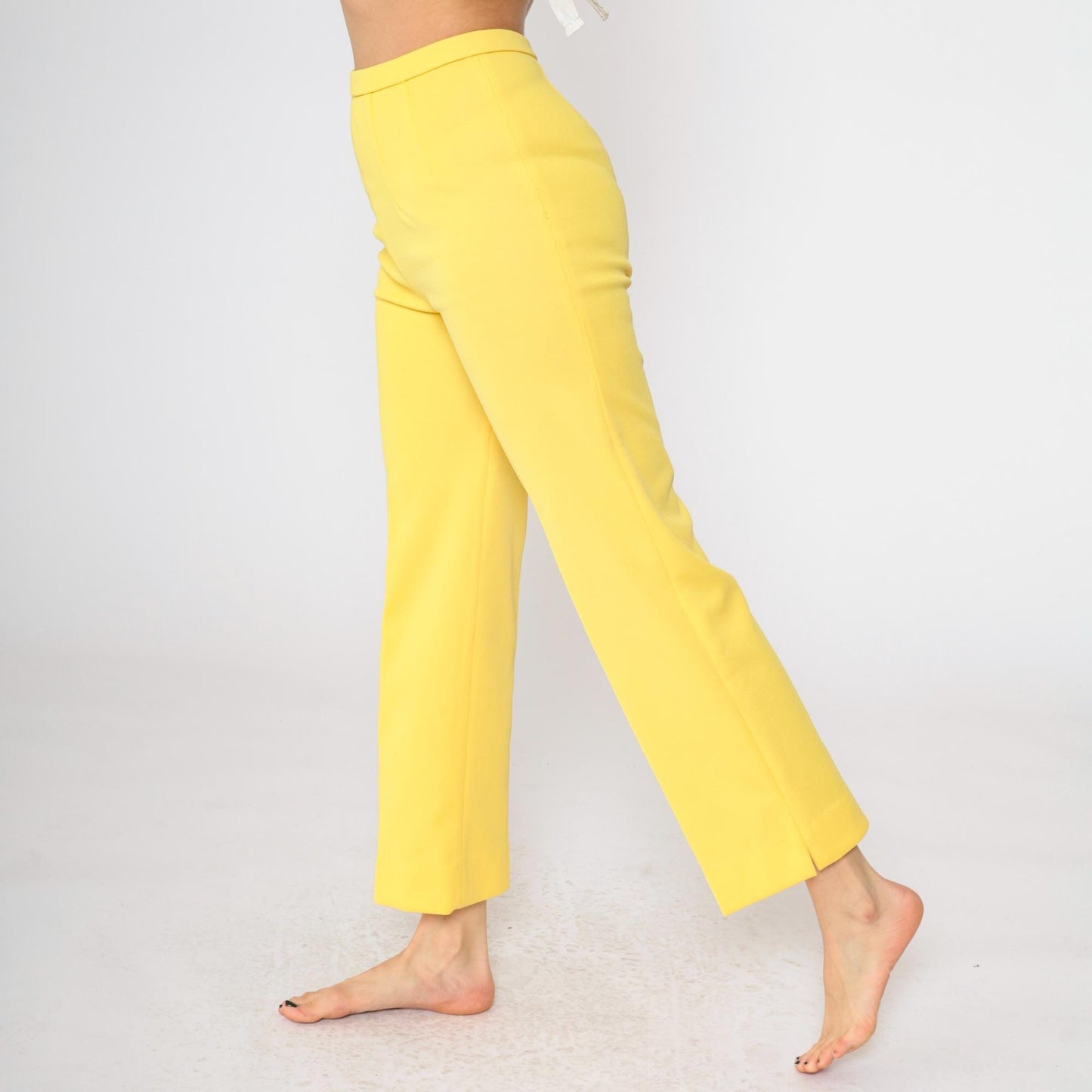 70s Yellow High-Rise Tapered Trousers Small
