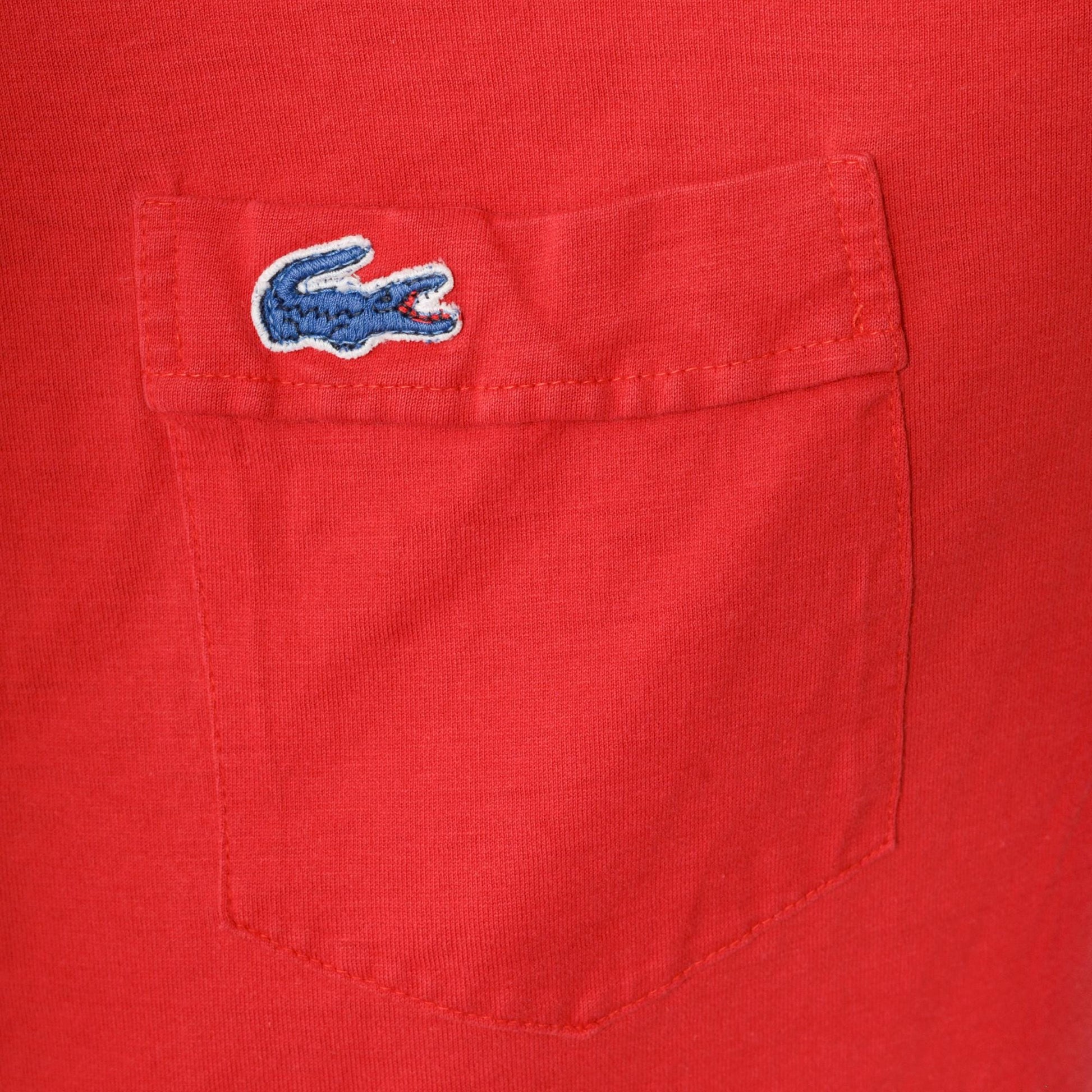80s Lacoste Izod Polo Shirt Red Crocodile Logo Cotton Medium