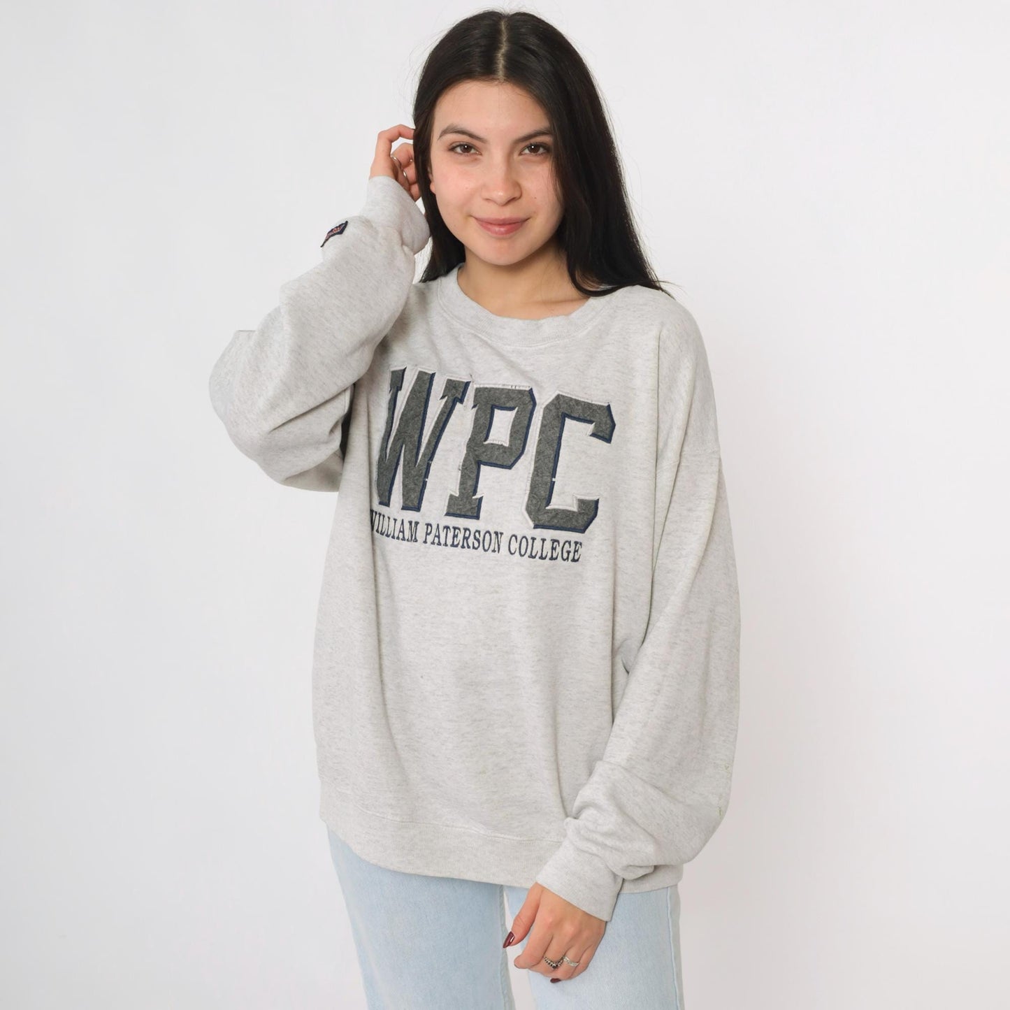 90s William Paterson College Jansport Sweatshirt Heather Grey Crewneck Large