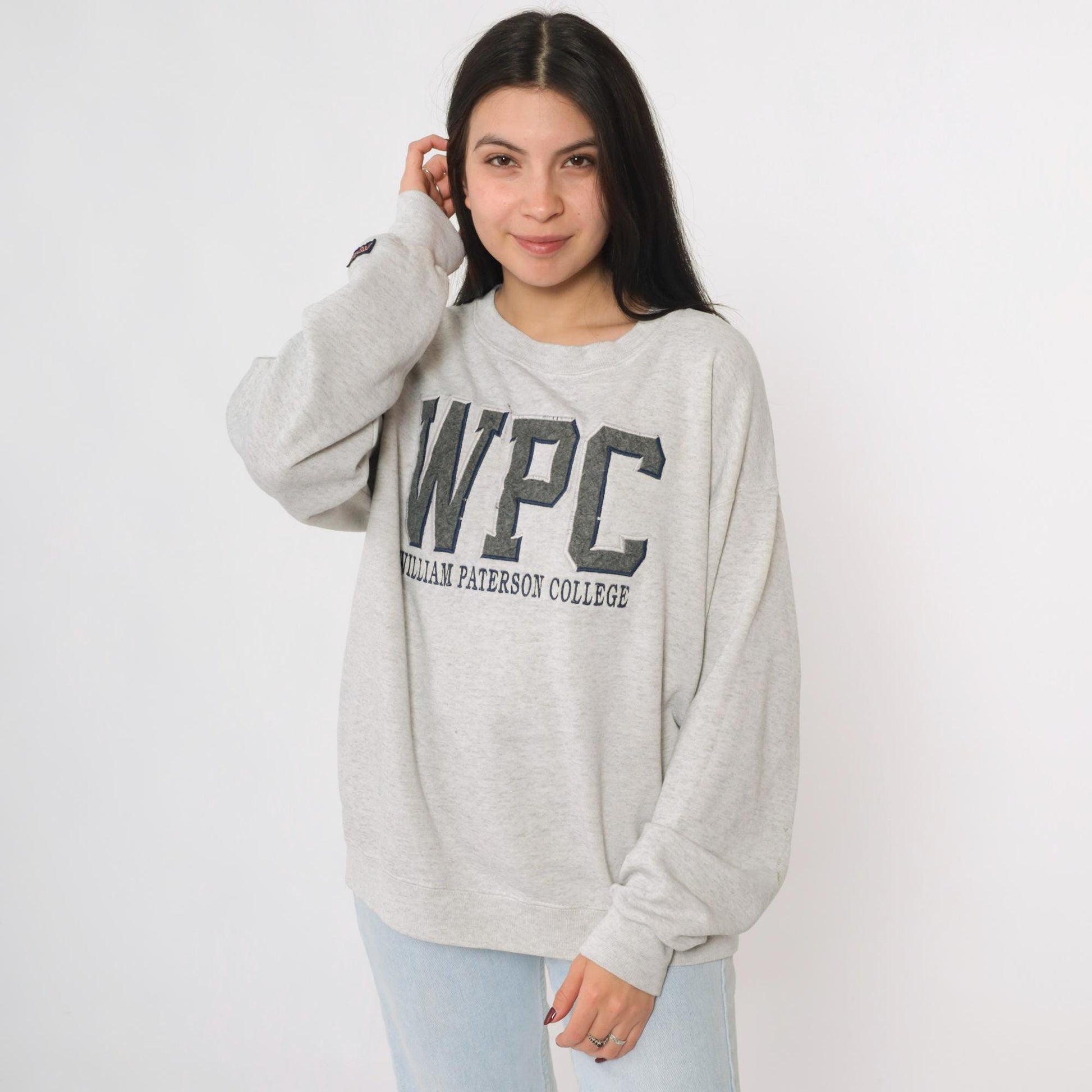 90s William Paterson College Jansport Sweatshirt Heather Grey Crewneck Large