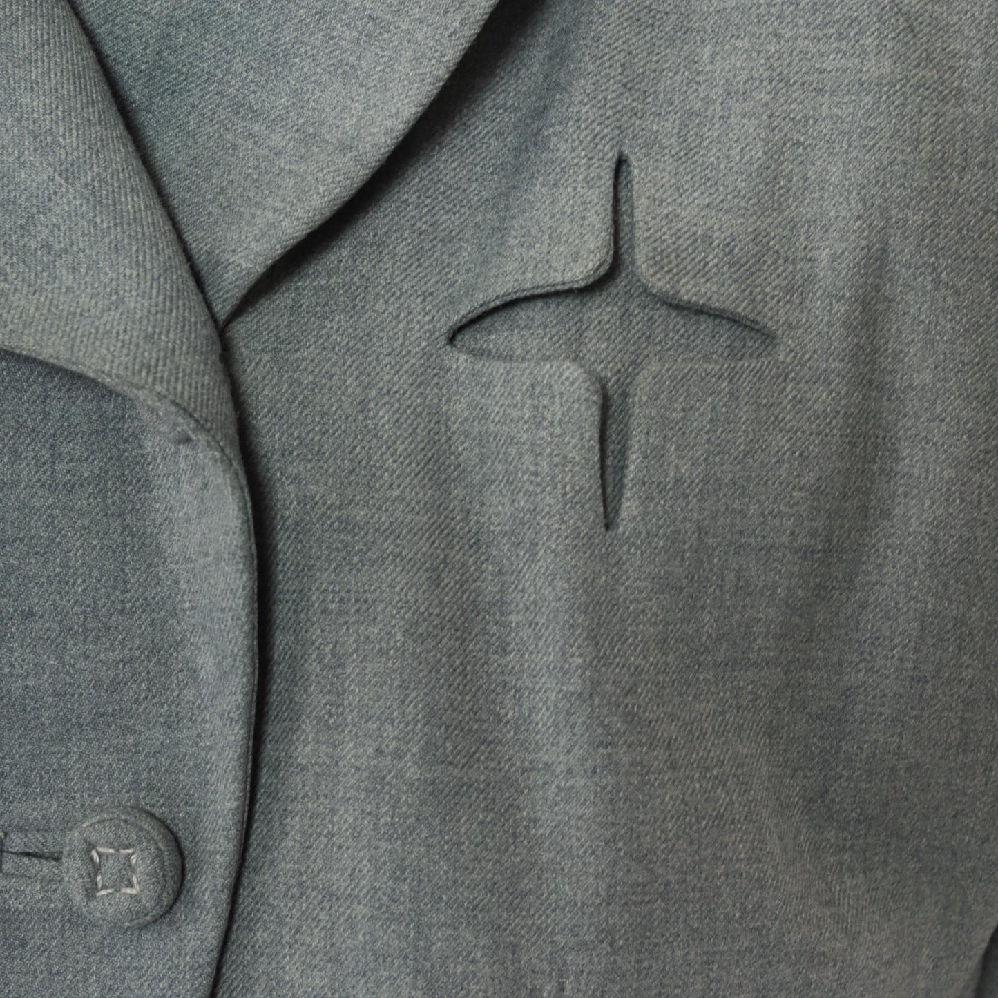 1940s Grey Wool Blazer Cropped Sculpted Waist Shawl Collar Extra Small