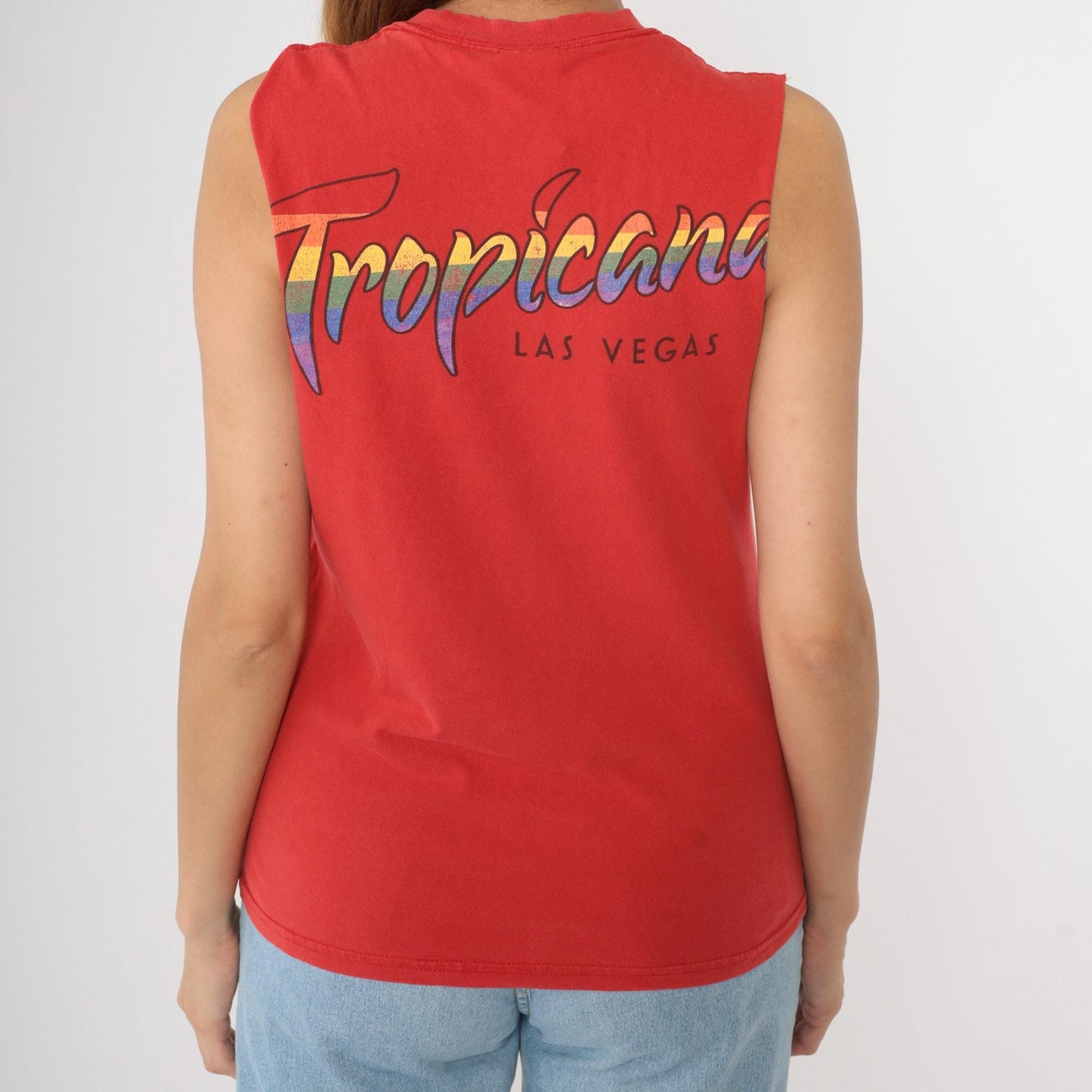 Gay Days Las Vegas Tank Top Red Tropicana Rainbow Graphic Small