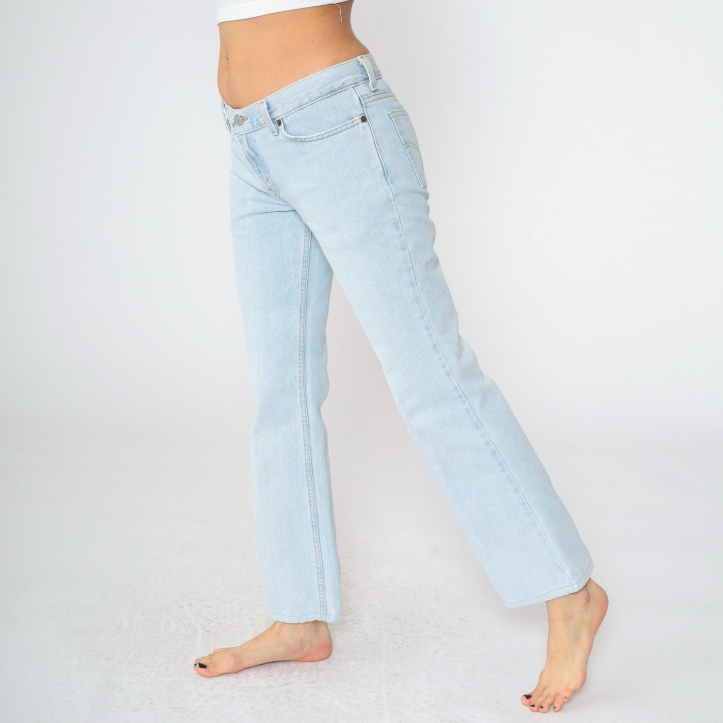 90s Levis 518 Superlow Bootcut Jeans Light Blue Denim Size 9 Junior