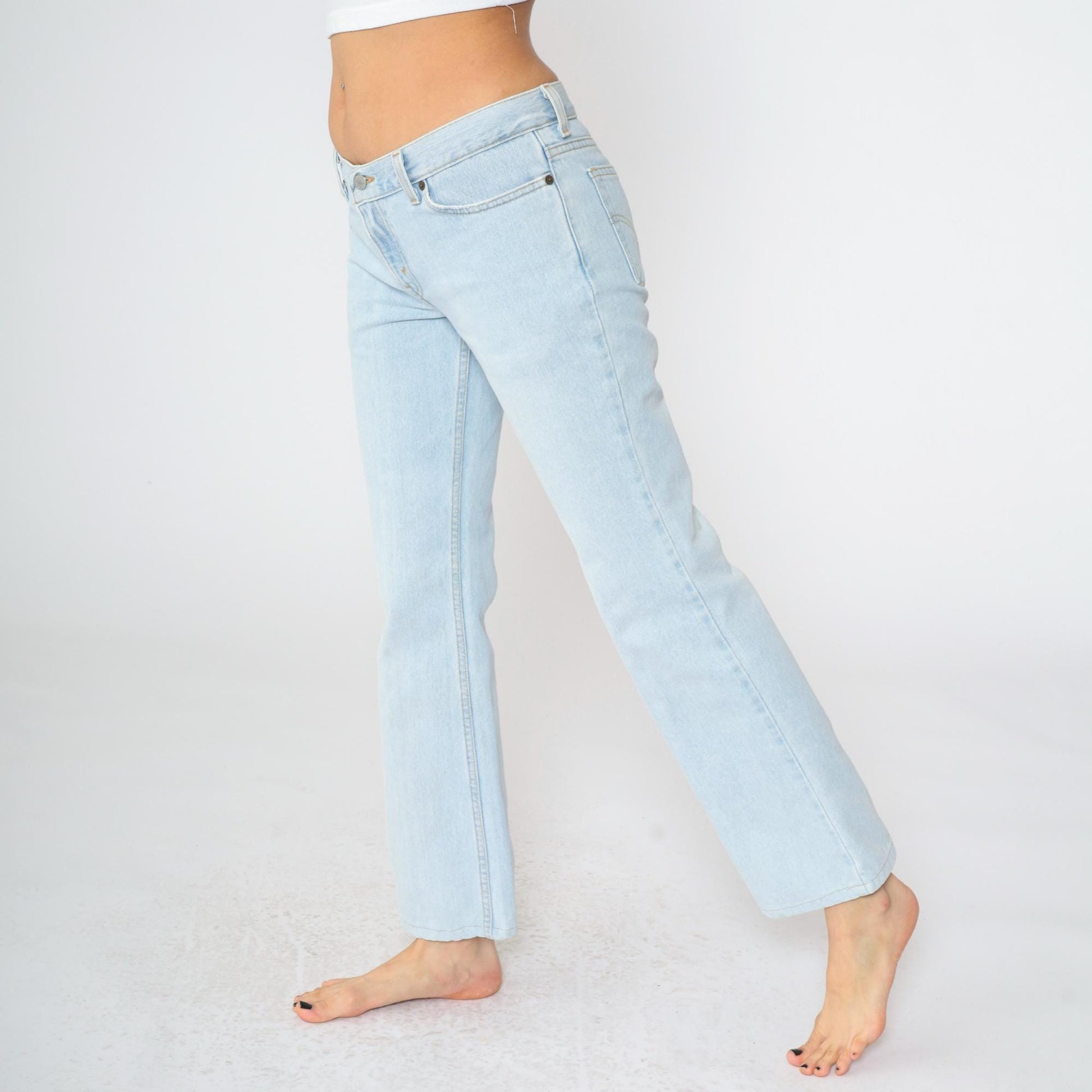 90s Levis 518 Superlow Bootcut Jeans Light Blue Denim Size 9 Junior