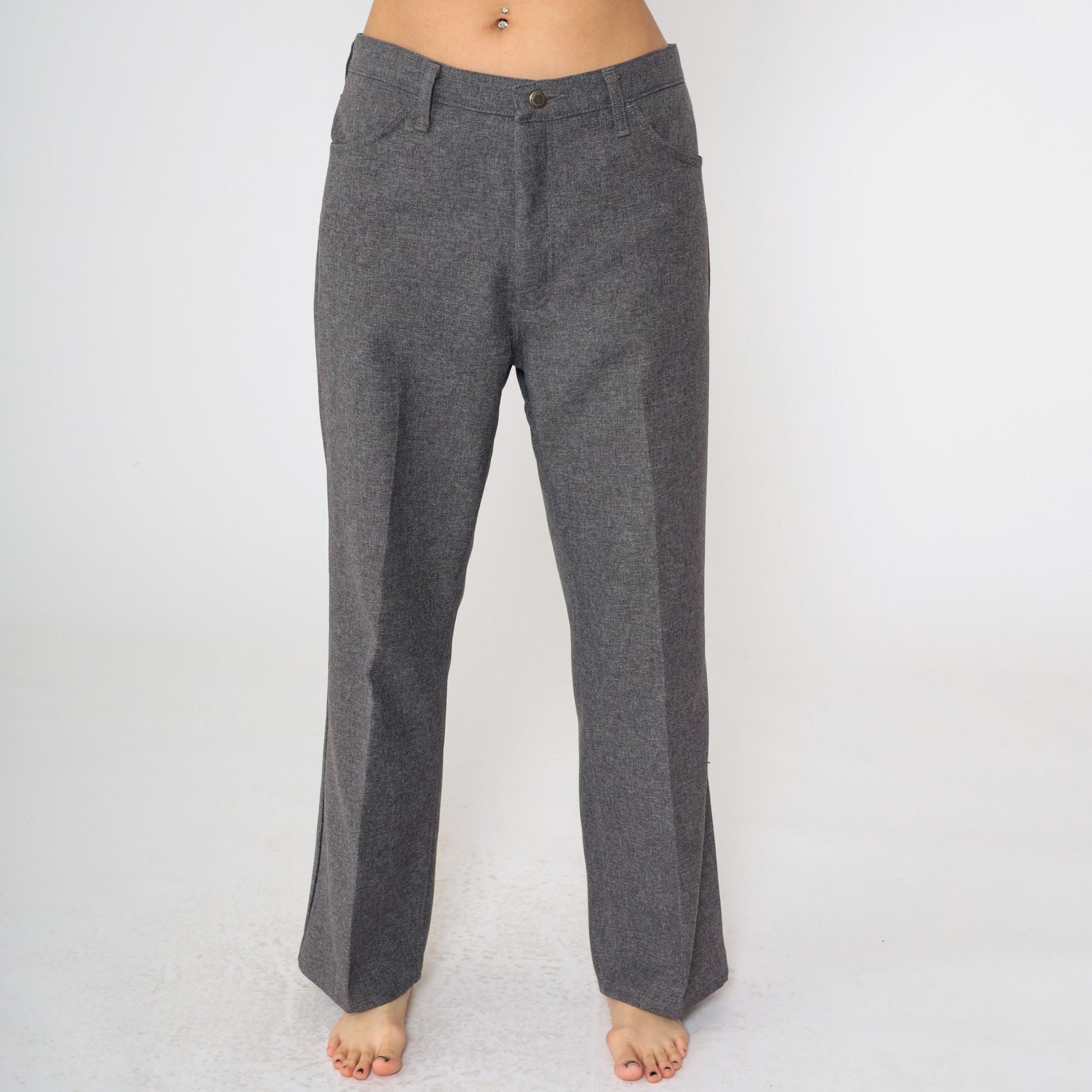 90s Wrangler Men's Straight Leg Trousers Flecked Grey High Rise 38x29