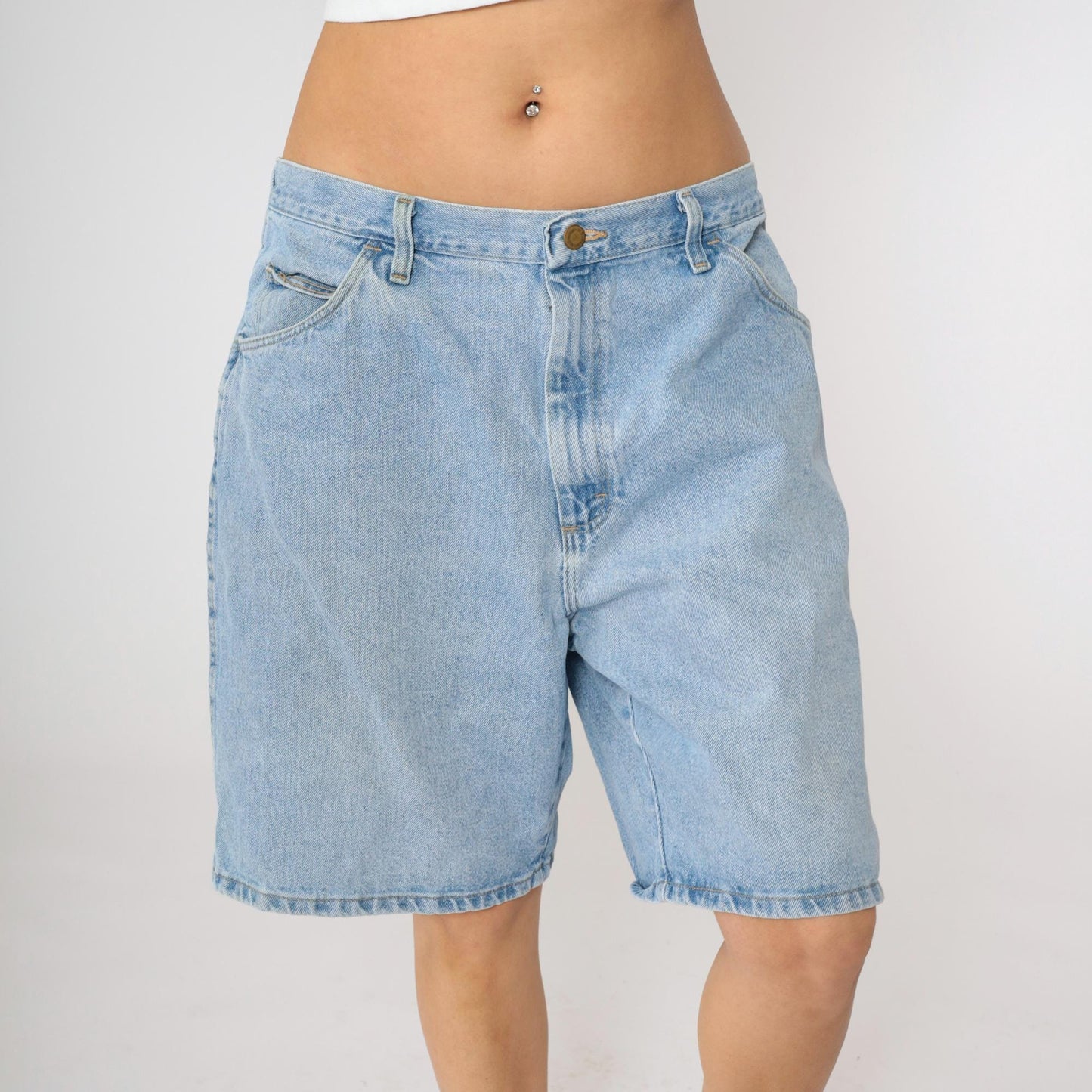 Y2K Wrangler Denim Shorts High Waist Bermuda Blue Cotton Men's 38