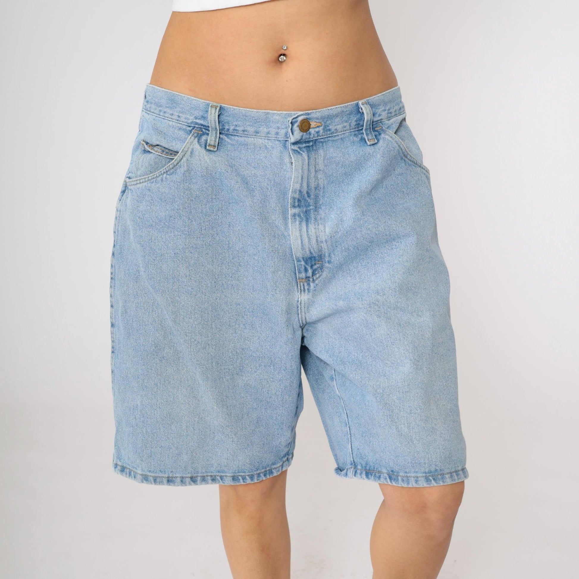 Y2K Wrangler Denim Shorts High Waist Bermuda Blue Cotton Men's 38