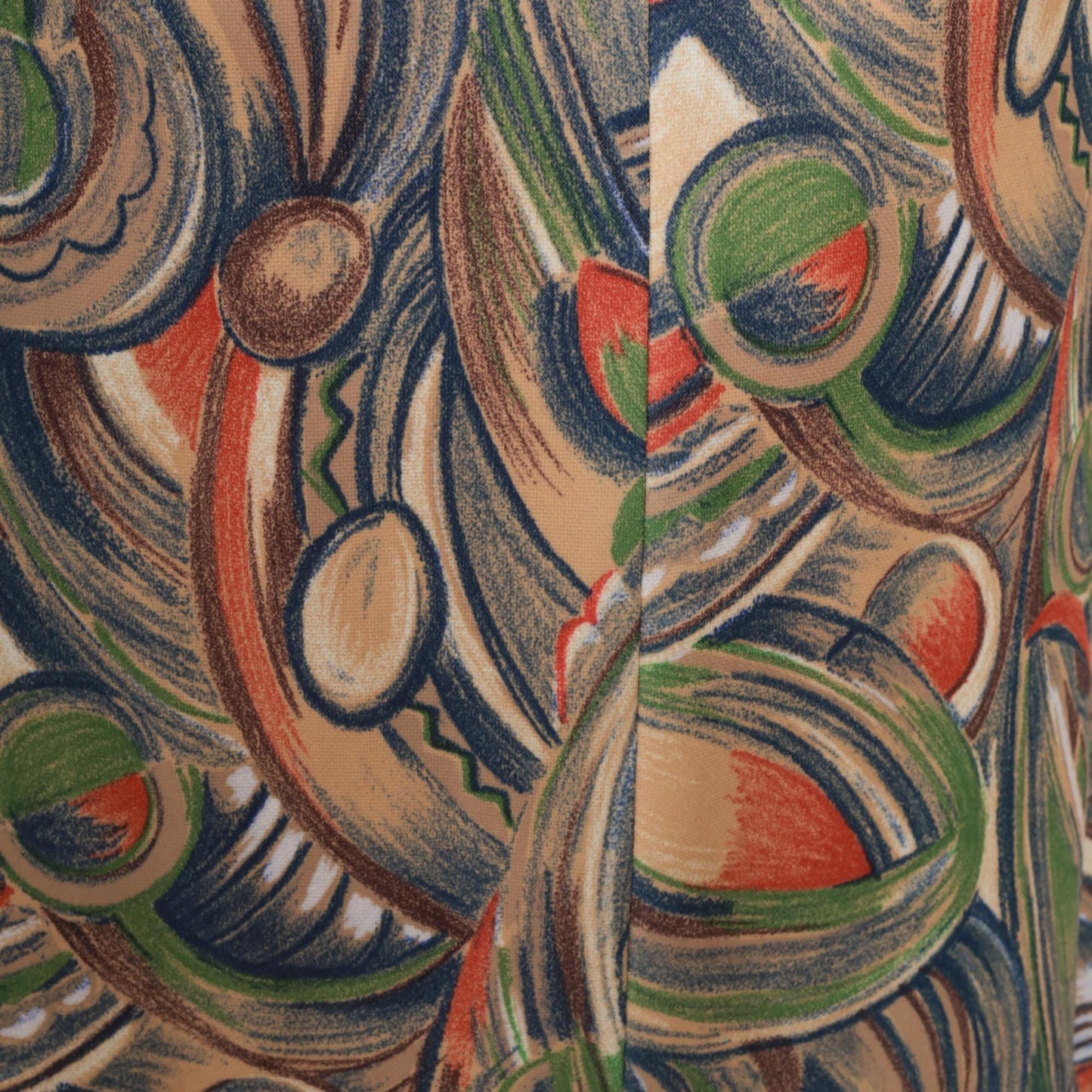 70s Geometric Abstract Print Shift Dress Long Sleeve Mini Length Medium M