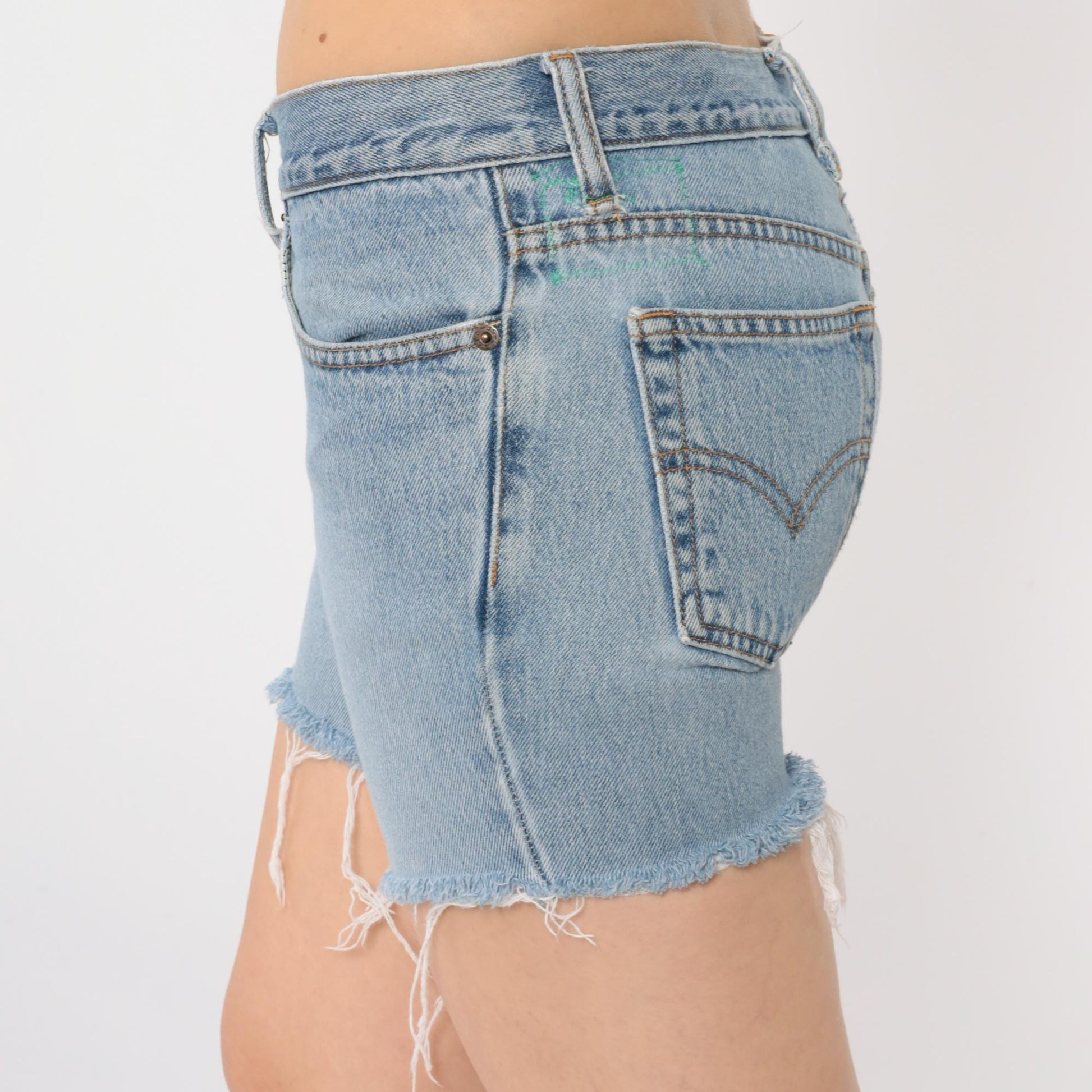 Y2K Levi's Cutoff Denim Shorts Blue Low Rise Frayed Hem Extra Small