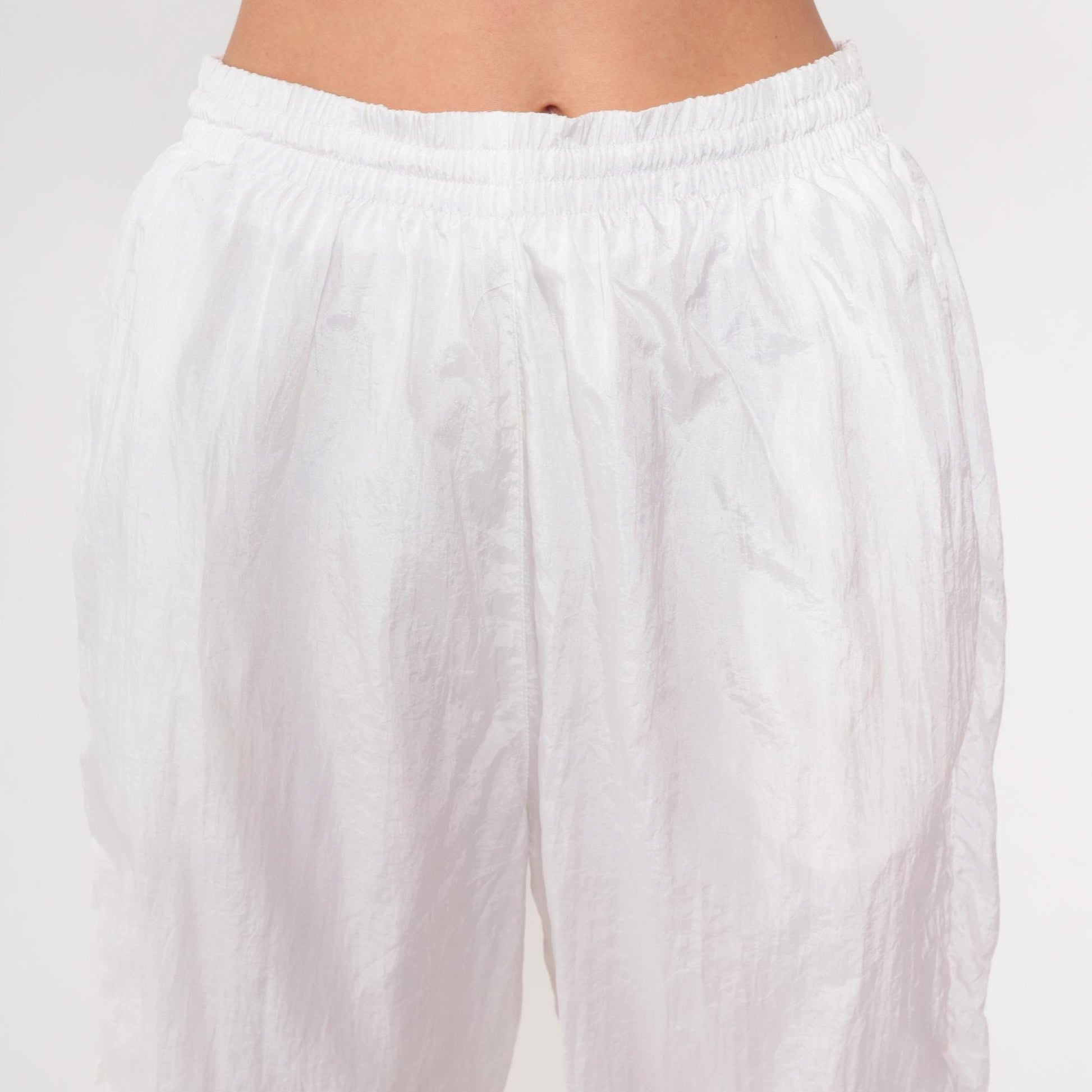 90s White Windbreaker Track Pants Elastic Waist Athletic Small Medium