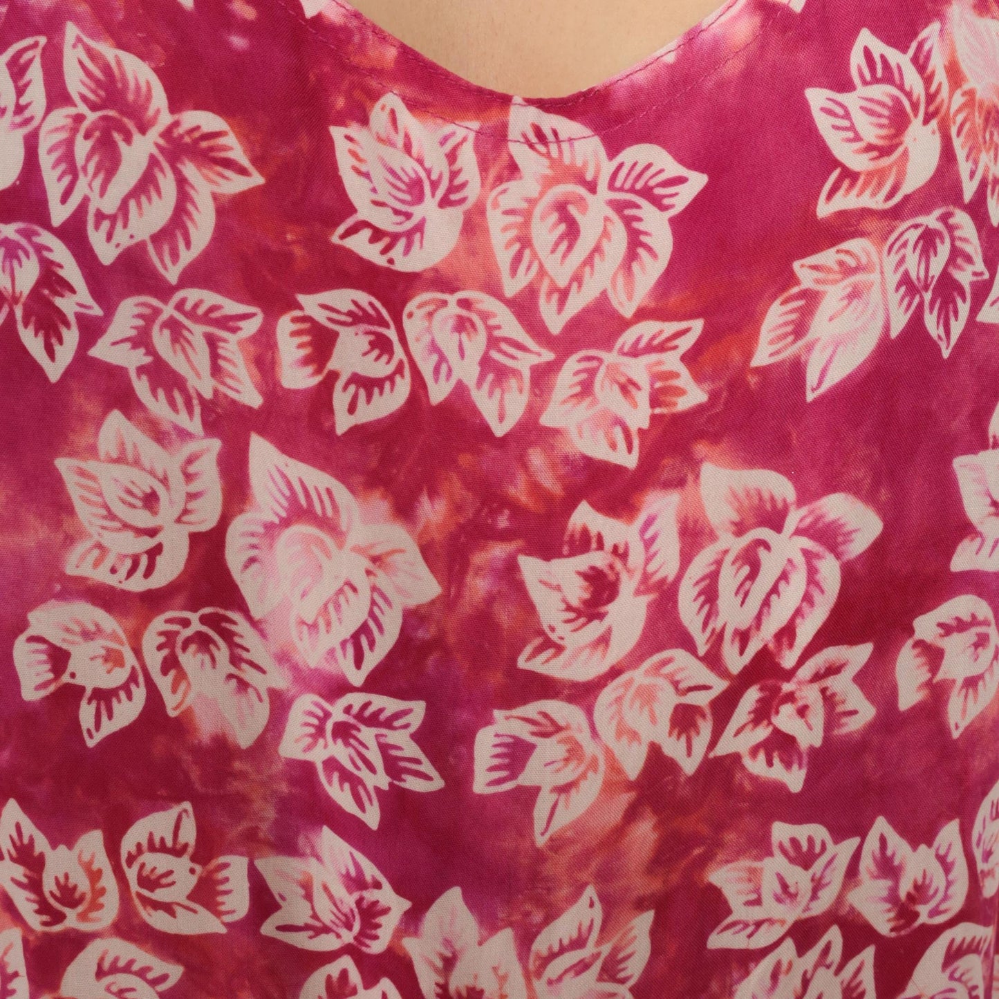 90s April Cornell Pink Tie Dye Floral Wide Leg Jumpsuit Scoop Neck Medium M