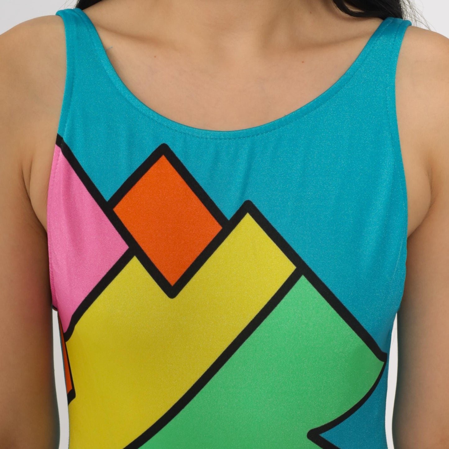 80s Neo Max Peter Max One Piece Swimsuit Neon Colorblock Abstract Size 8