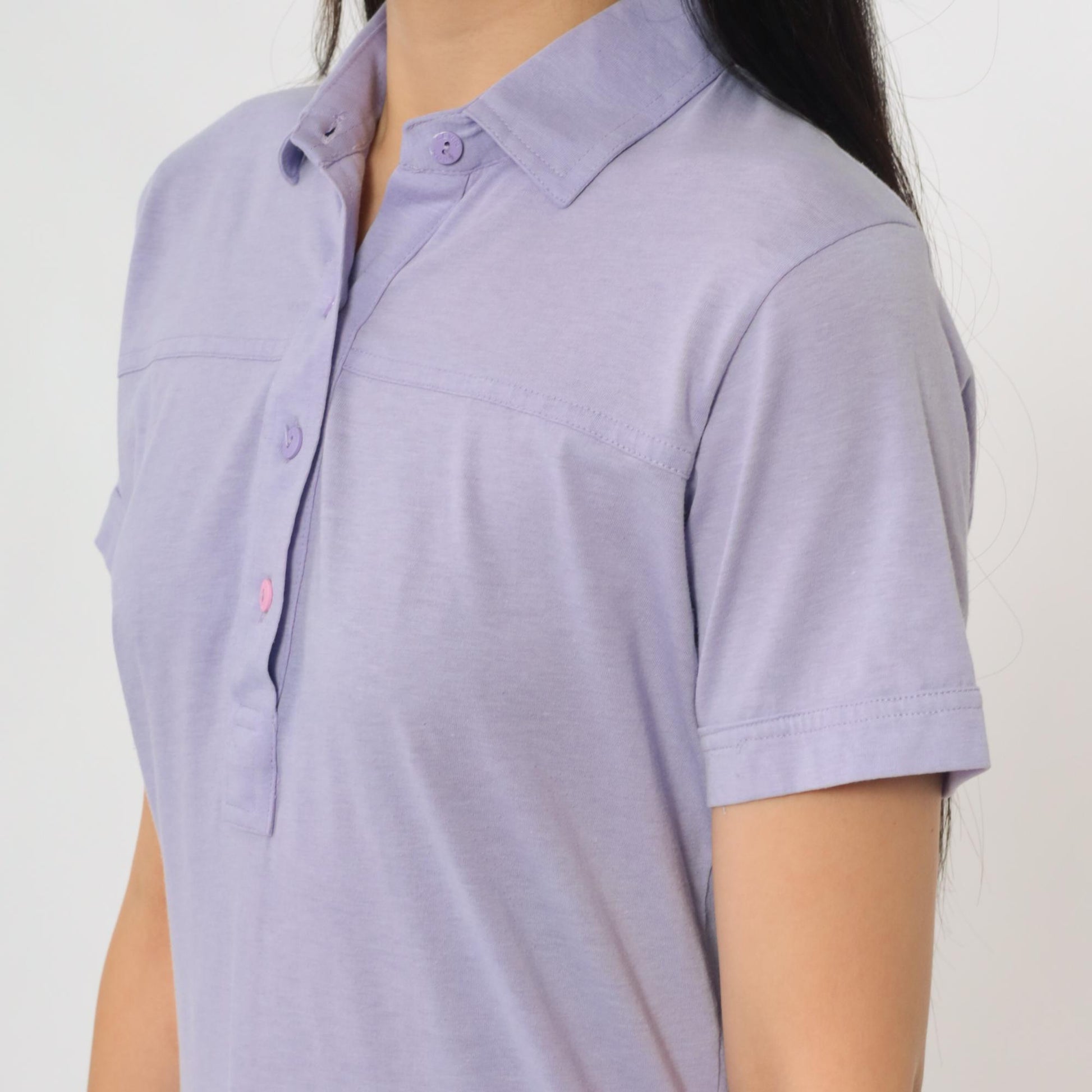 80s Lavender Polo Shirt Leon Levin Button Up Short Sleeve Medium