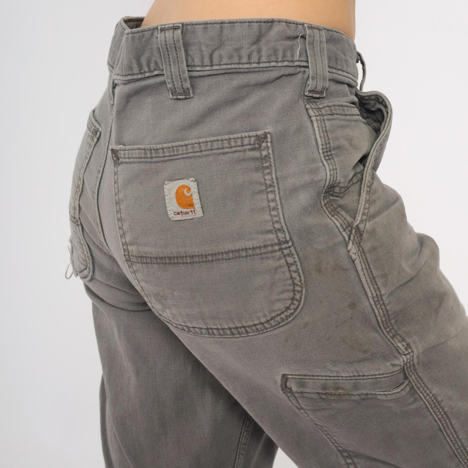 Y2K Carhartt Grey Utility Pants Straight Leg Distressed Men's 32x32