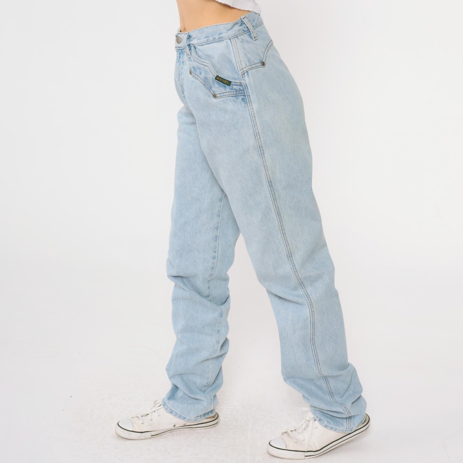 90s Rockies Light Blue Denim High Waist Straight Leg Jeans Small