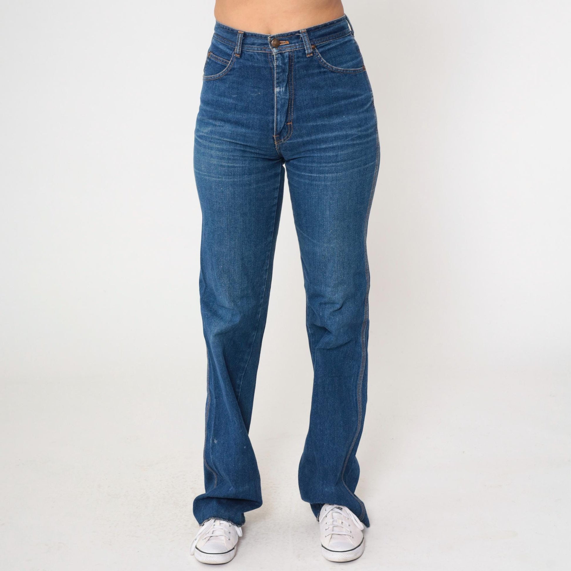 80s Free Time High Rise Straight Leg Jeans Blue Denim Small 4