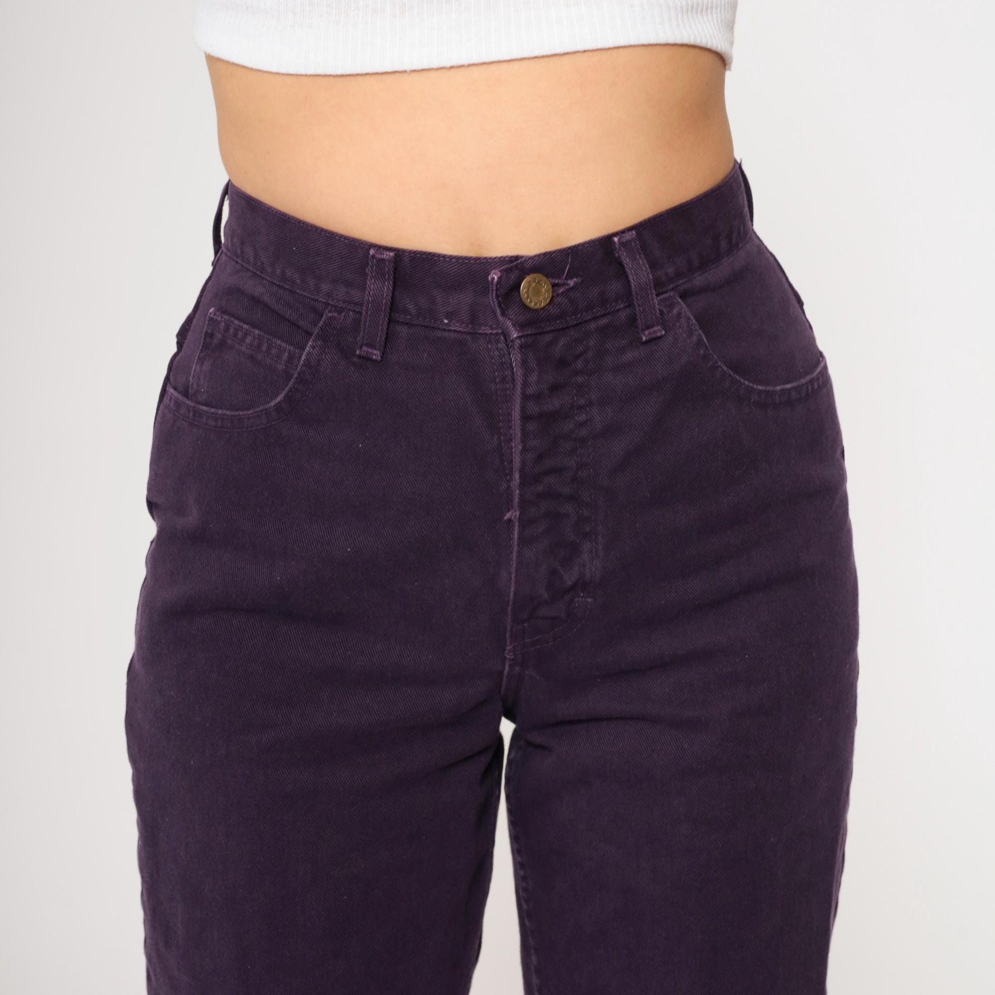 90s Moda Intl Purple High-Rise Mom Jeans Tapered Denim Small