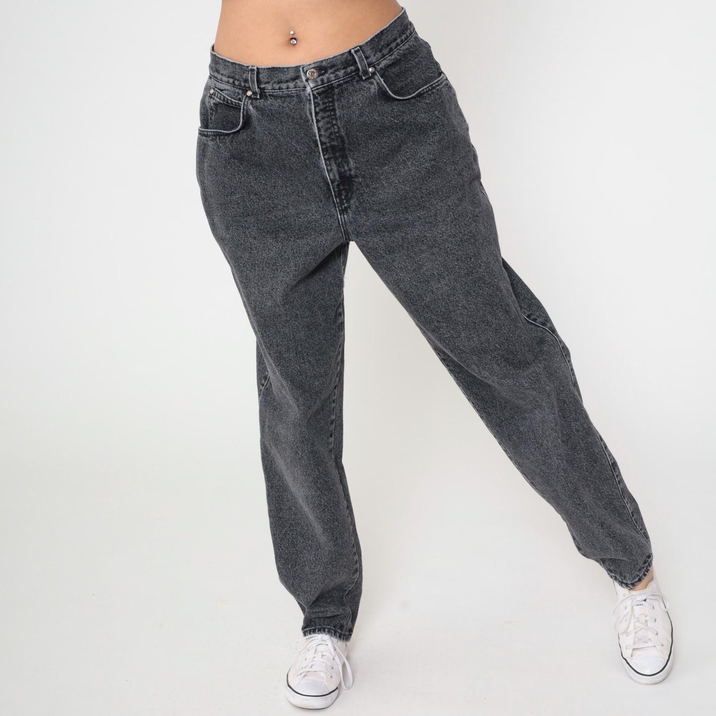 90s Levi's 900 Series High Waist Tapered Jeans Faded Black Denim Large 33x31
