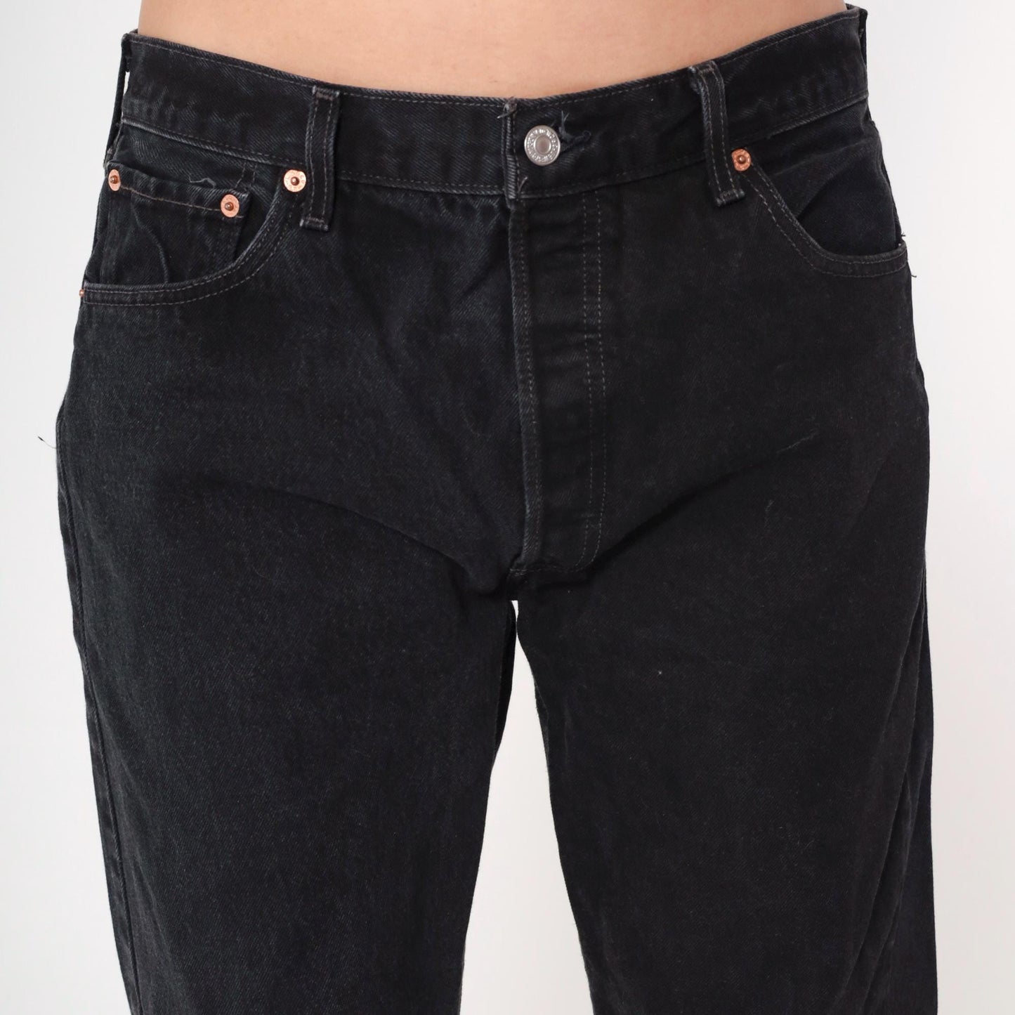 00s Levi's 501 Black Denim Jeans Straight Leg Mid Rise W36 L32