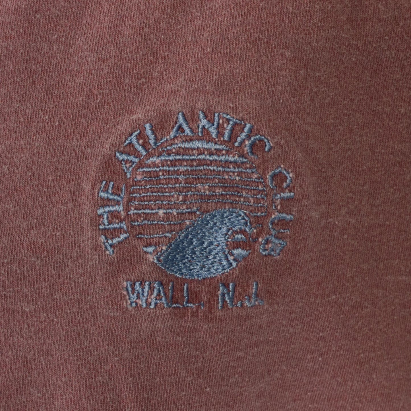90s Atlantic Club Wall NJ Embroidered Gym Tee Burgundy Cotton Extra Large XL