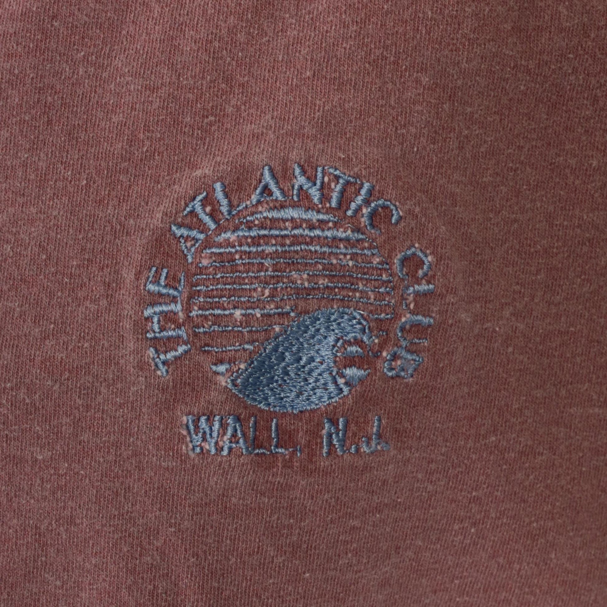 90s Atlantic Club Wall NJ Embroidered Gym Tee Burgundy Cotton Extra Large XL