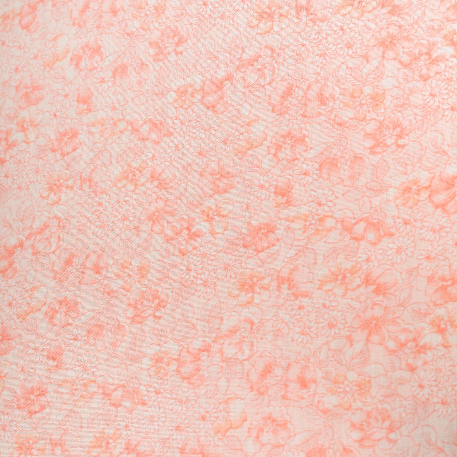 70s Peach Pink Floral Maxi Dress High Waist Long Sleeve Lace Trim Small