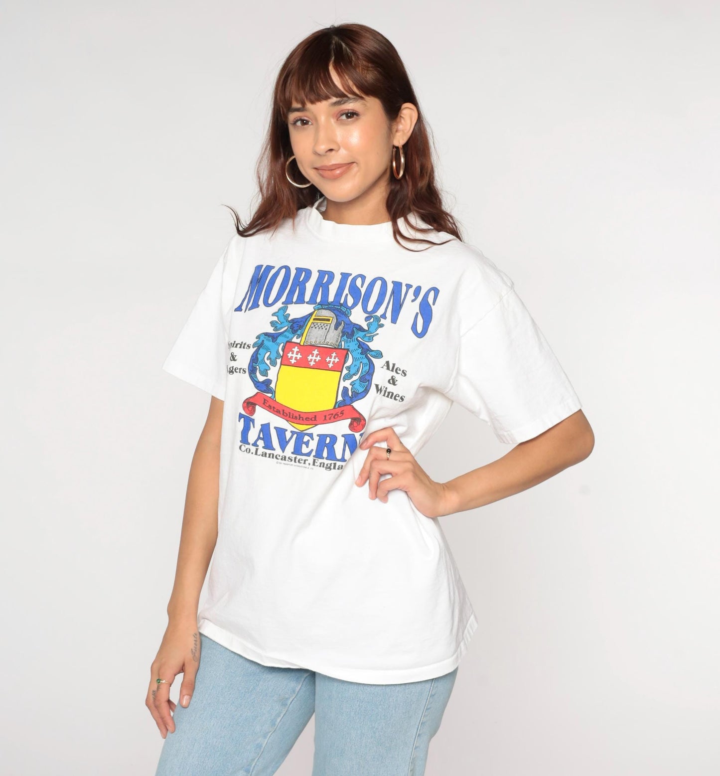 90s Morrison's Tavern Lancaster England Graphic T-Shirt White Large
