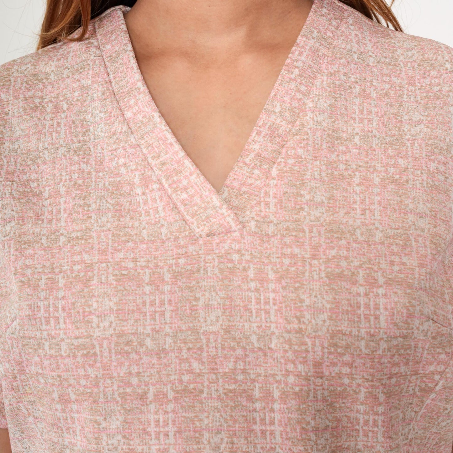 70s Mod Mini Dress Pink Checkered Shift V-Neck Belted Short Sleeve Medium M