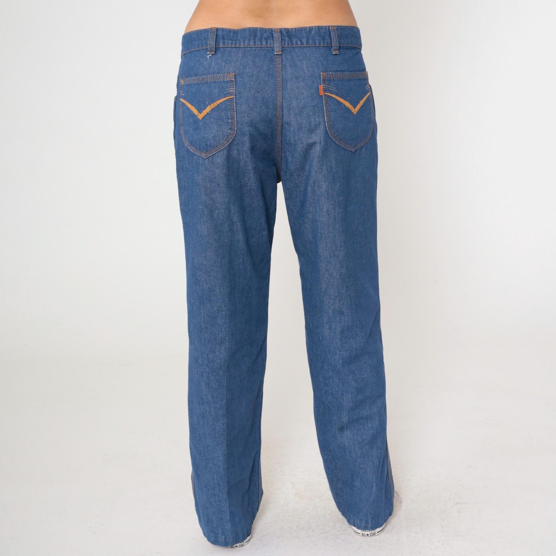 80s Levi's Orange Tab Straight Leg Jeans Western Embroidered Pocket Men's 35
