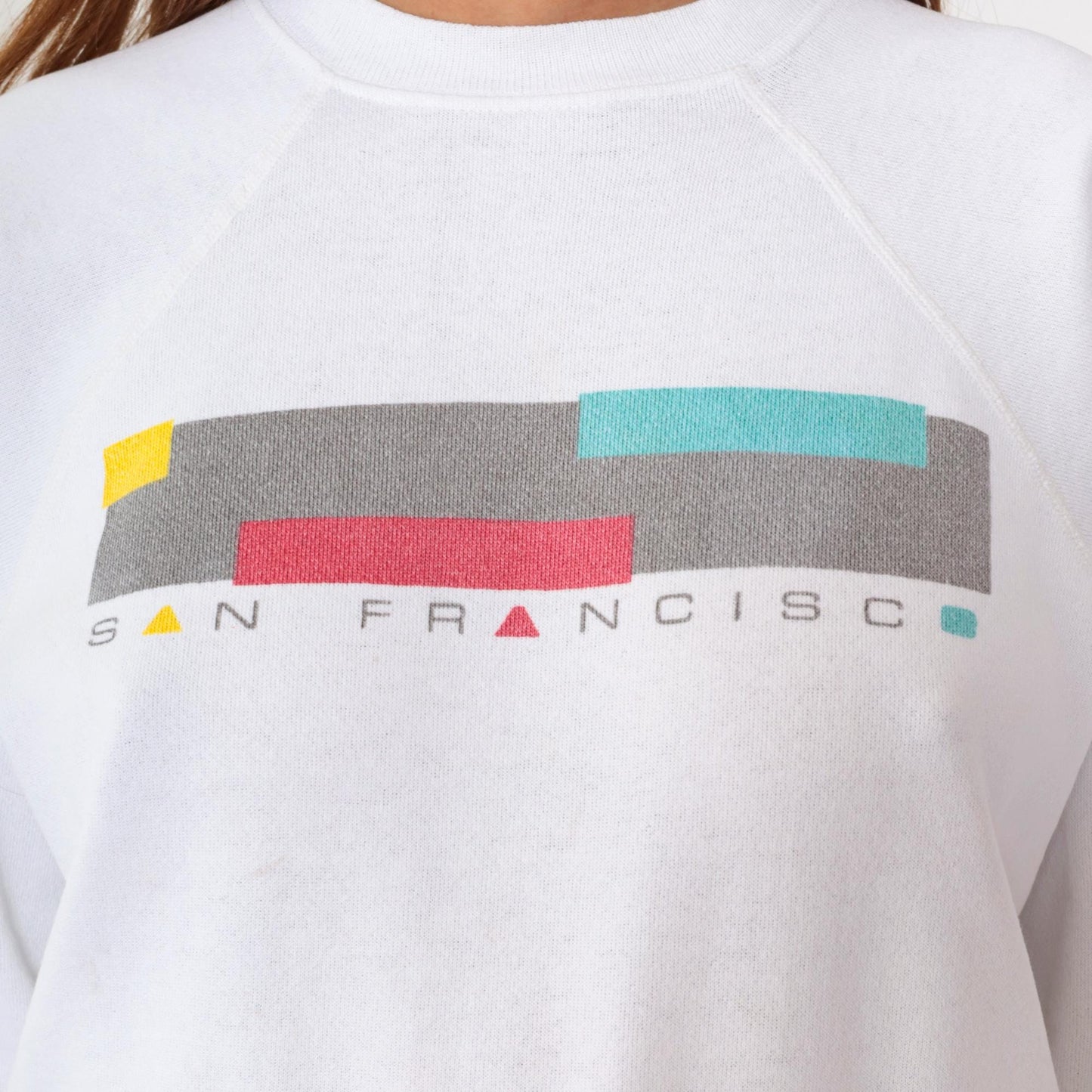 90s San Francisco Spellout Sweatshirt White Raglan Crewneck Medium