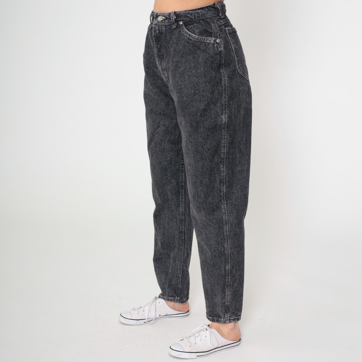 90s Lee Riders Acid Wash Black Jeans High Rise Straight Leg Medium